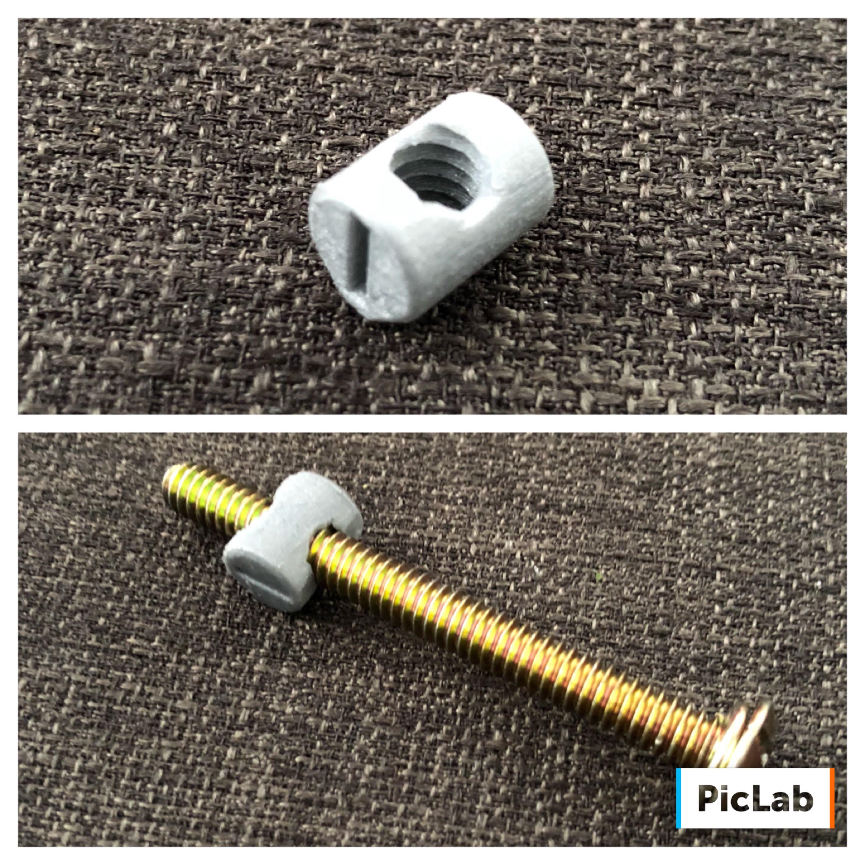 Printed missing barrel nut for furniture assembly r/functionalprint