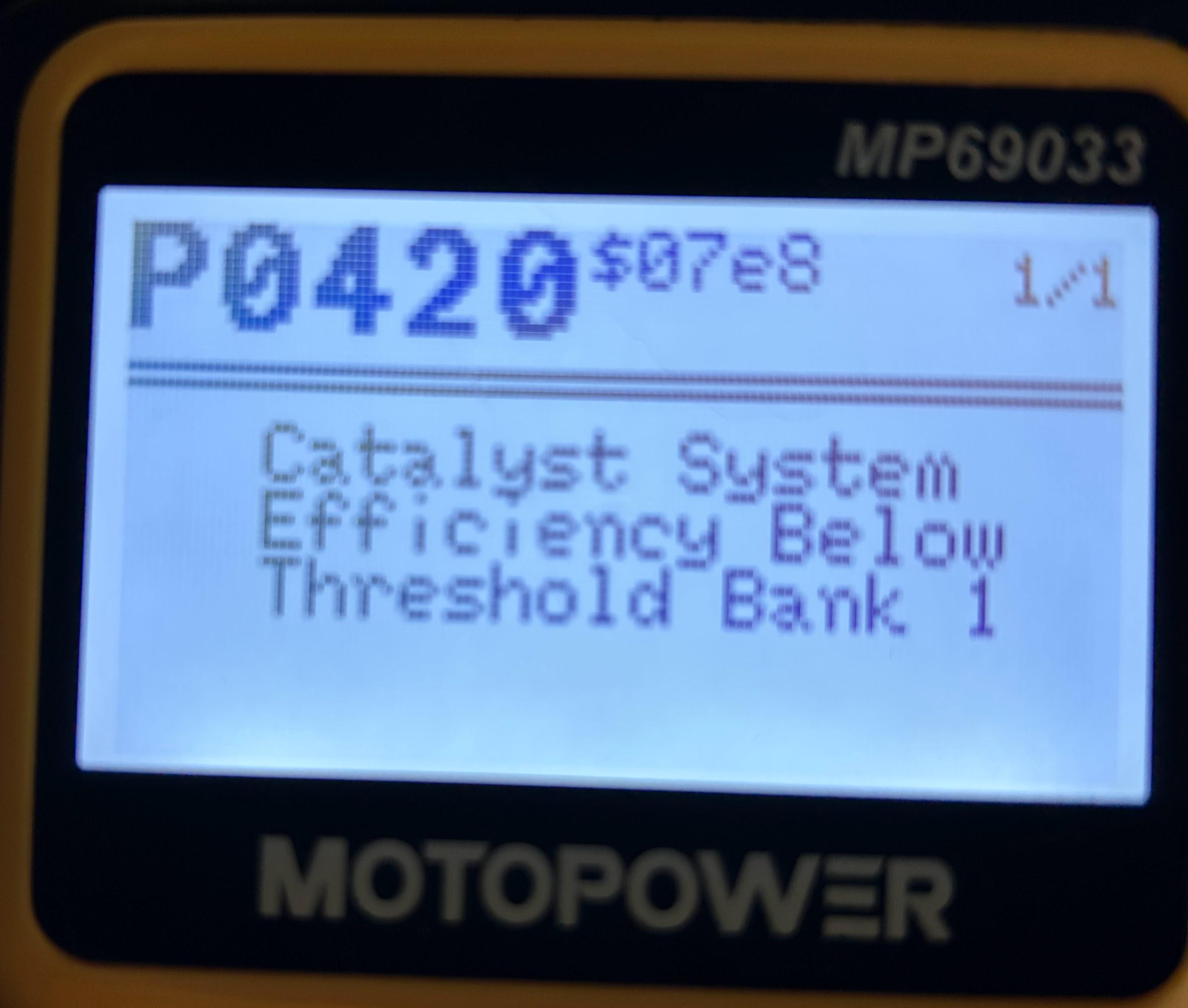 Check engine light goes on and off with this code since engine