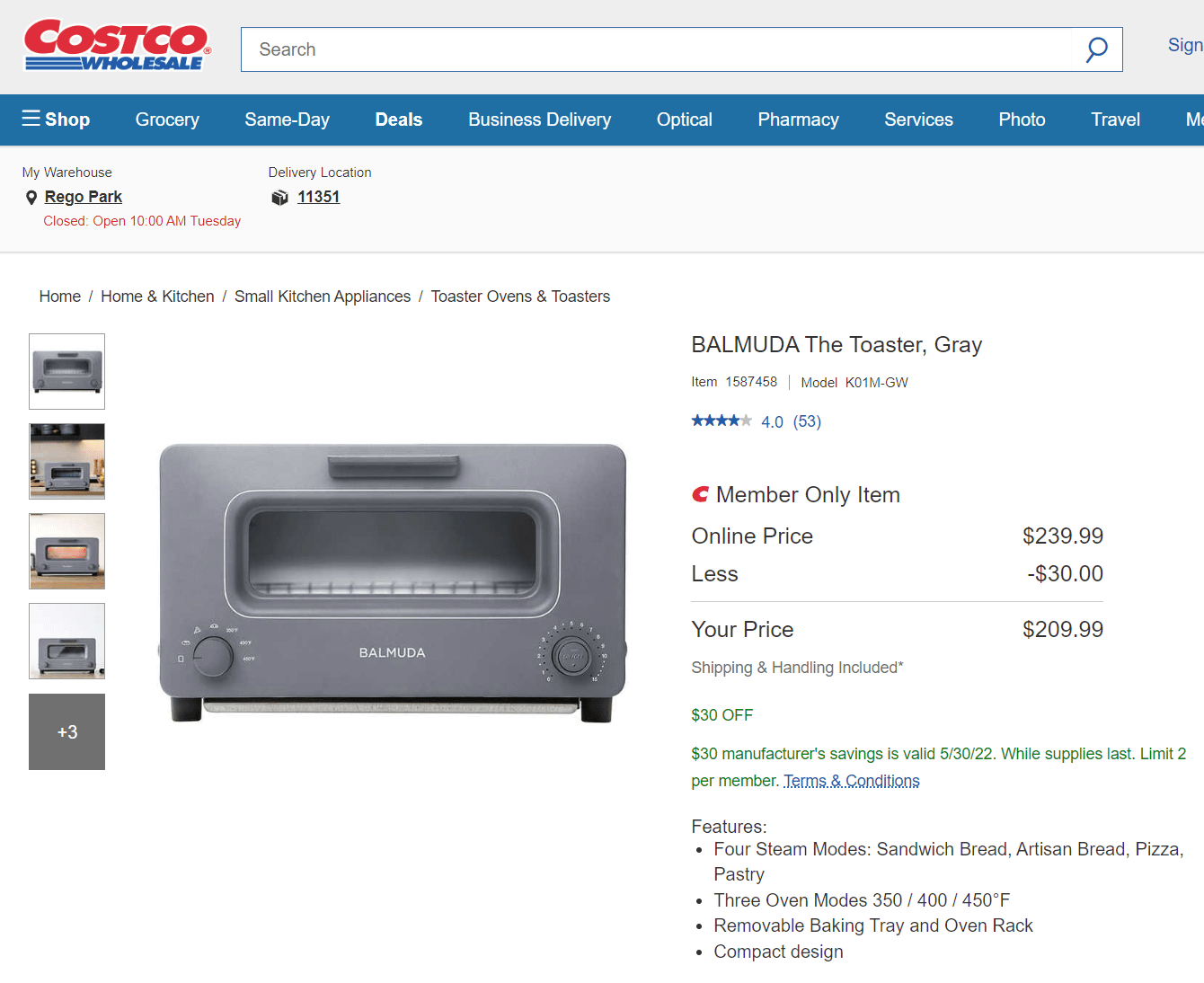 Had no idea Costco sold the Balmuda Toaster r/Costco