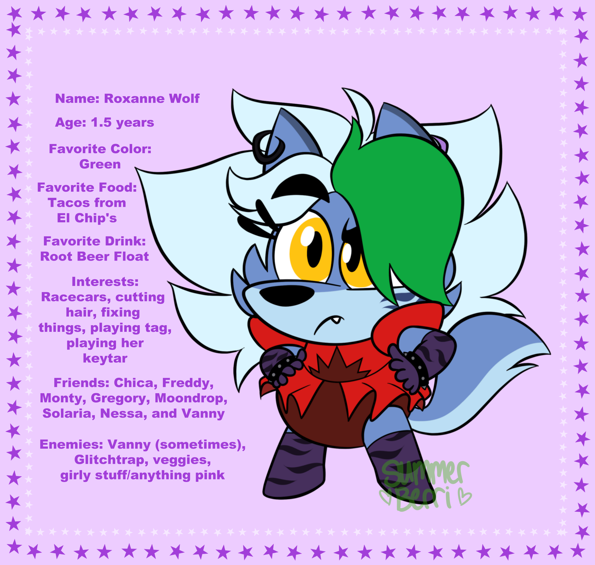 Vanny Nanny AU Baby Roxanne Wolf reference sheet r/fivenightsatfreddys
