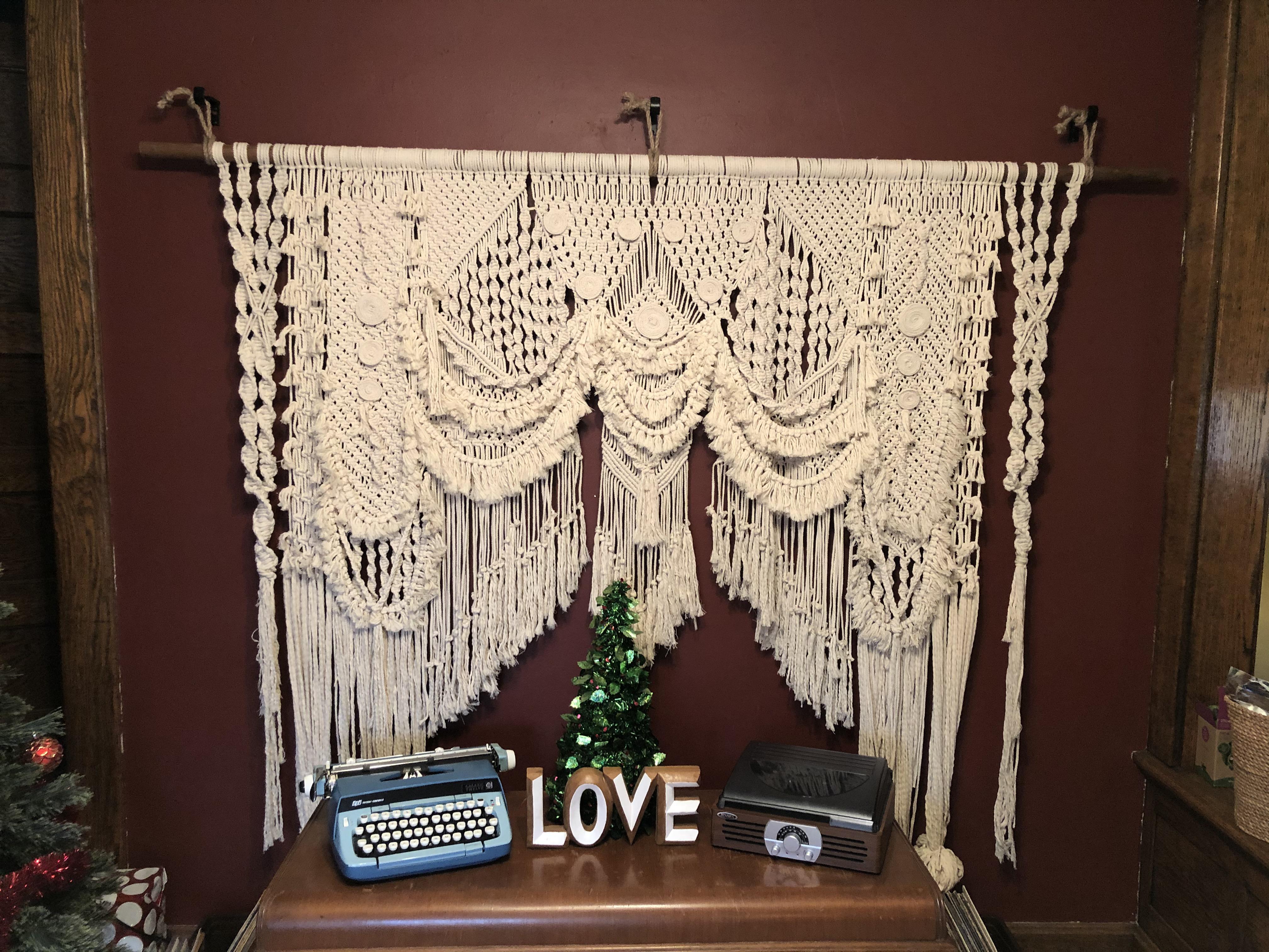 Girlfriend and I just finished up a macrame wall hanging for our