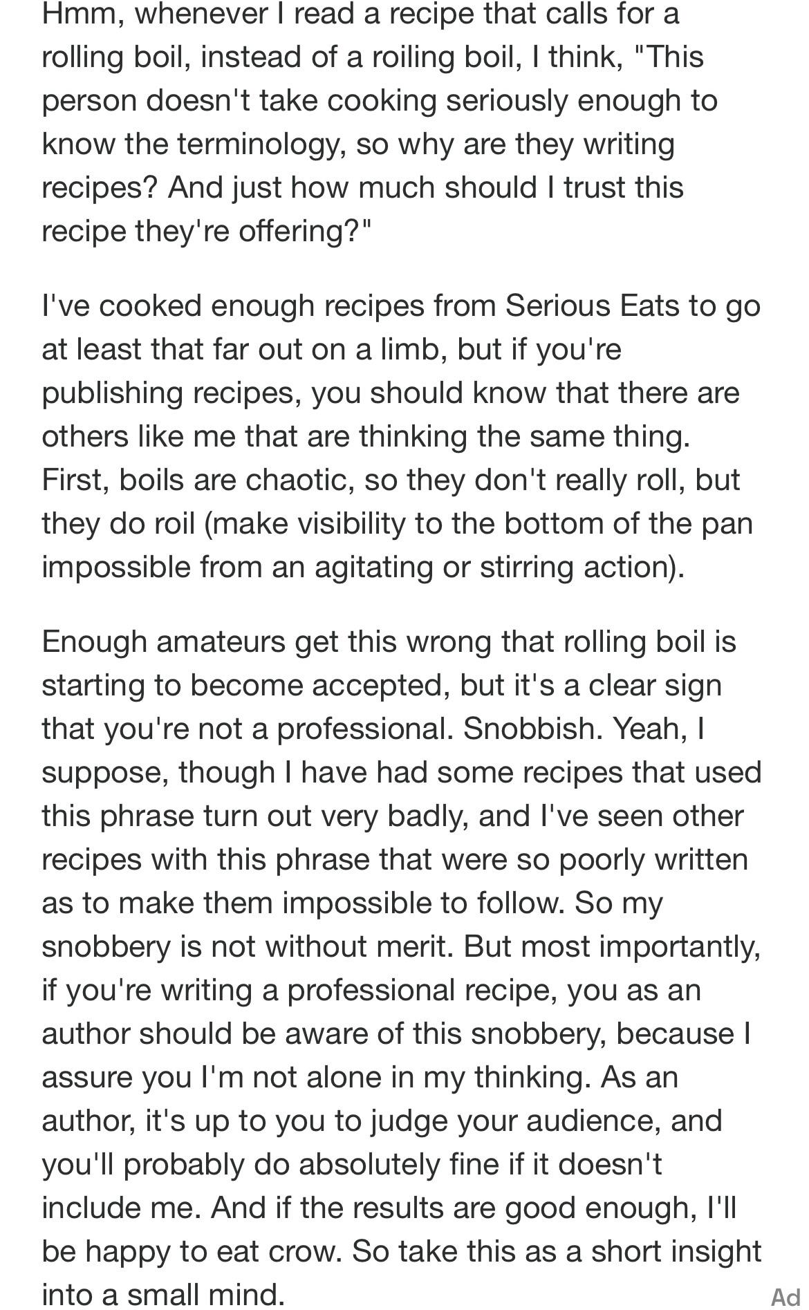 On why you should never make a recipe that calls for bringing a liquid