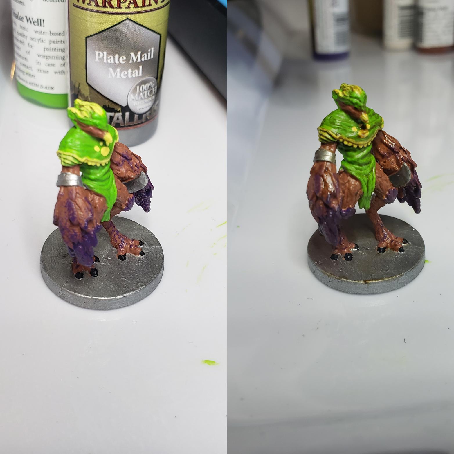 Before and after army painter soft tone quickshade. I used the wash not