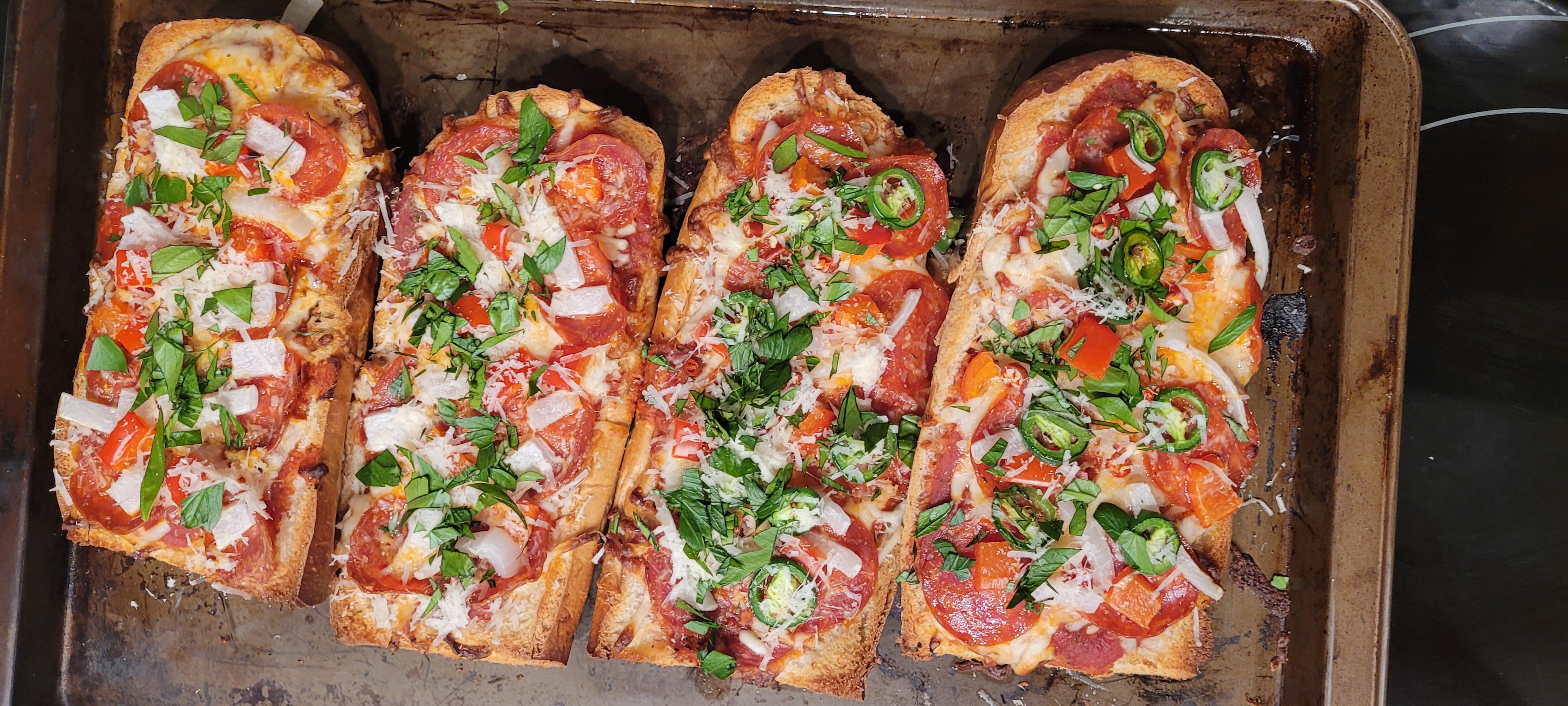 My Take on J Kenji Lopez Alt's French Bread Pizzas r/FoodPorn