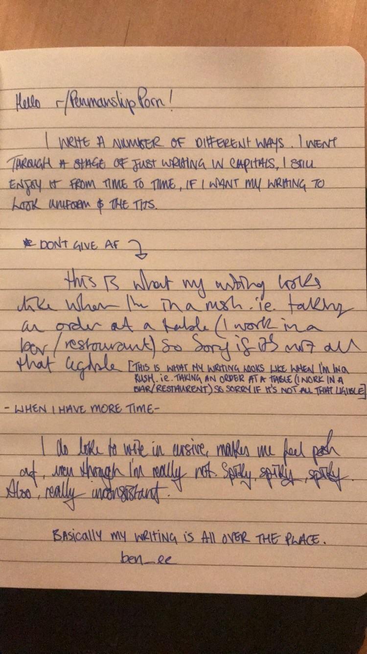 Thought I’d share my different writing styles! Recently started to work