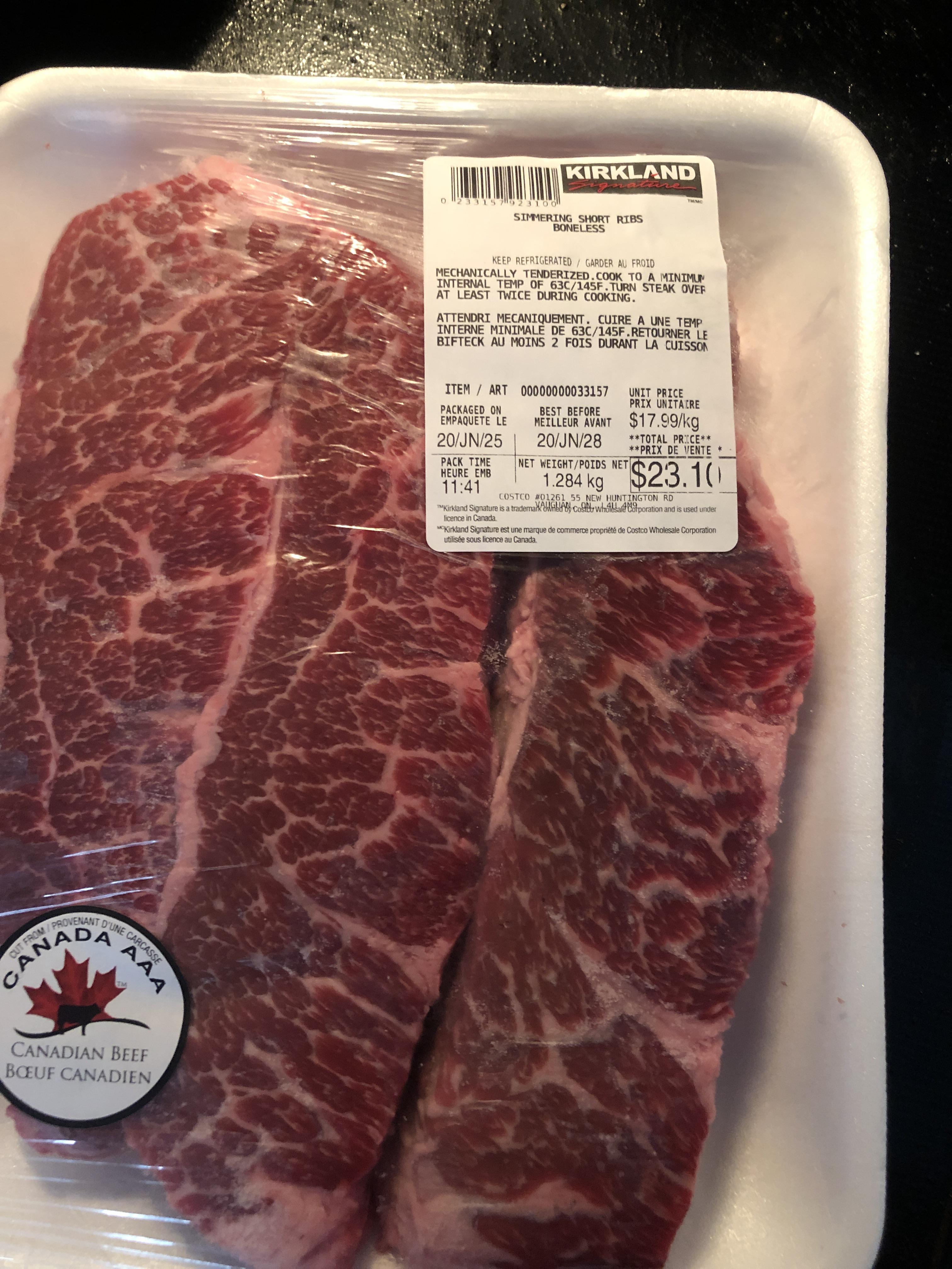 Costco boneless short ribs , actually Denver steak or am I dumb plz