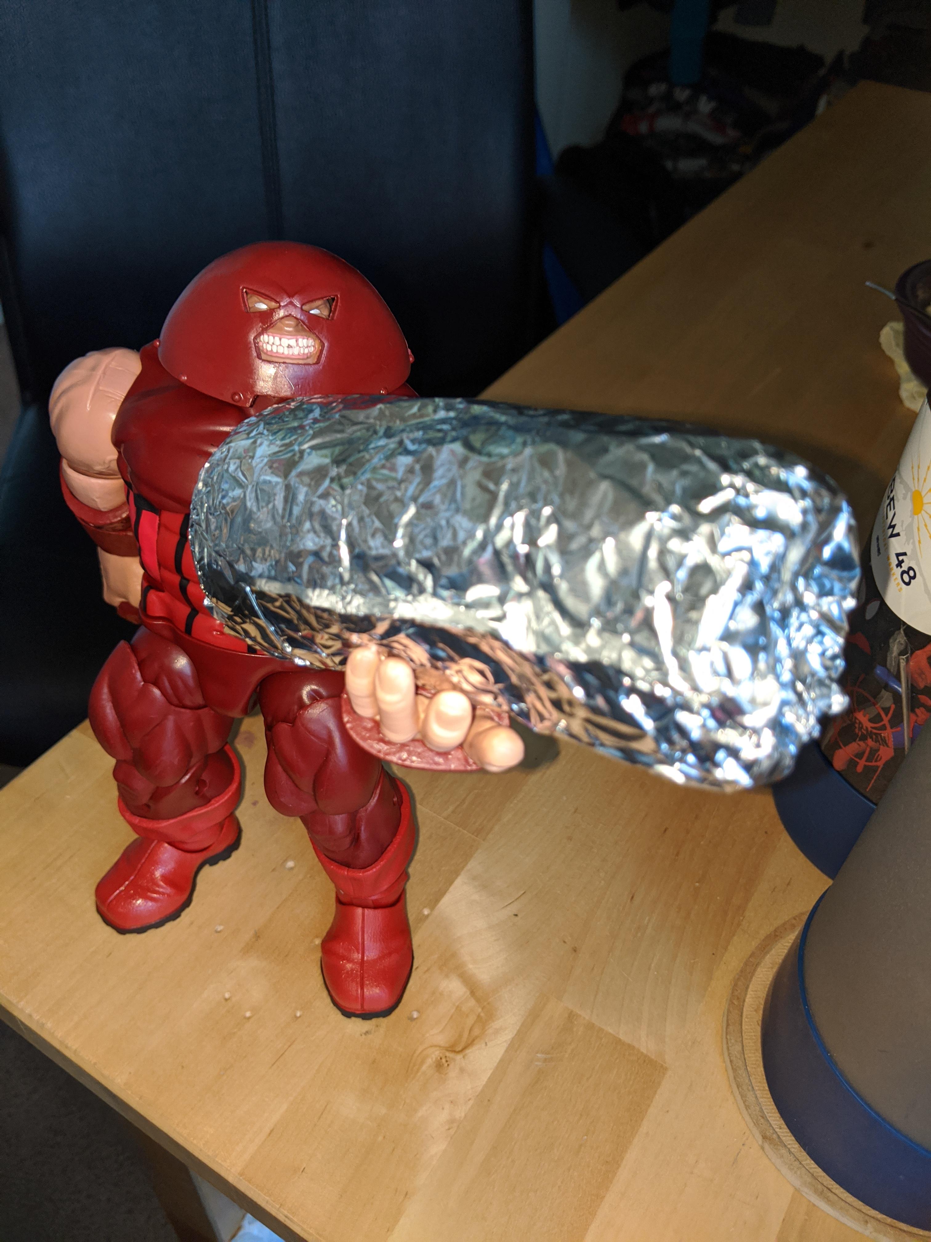 Juggernaut to burrito I'm gonna rip you in half now. r/MarvelLegends