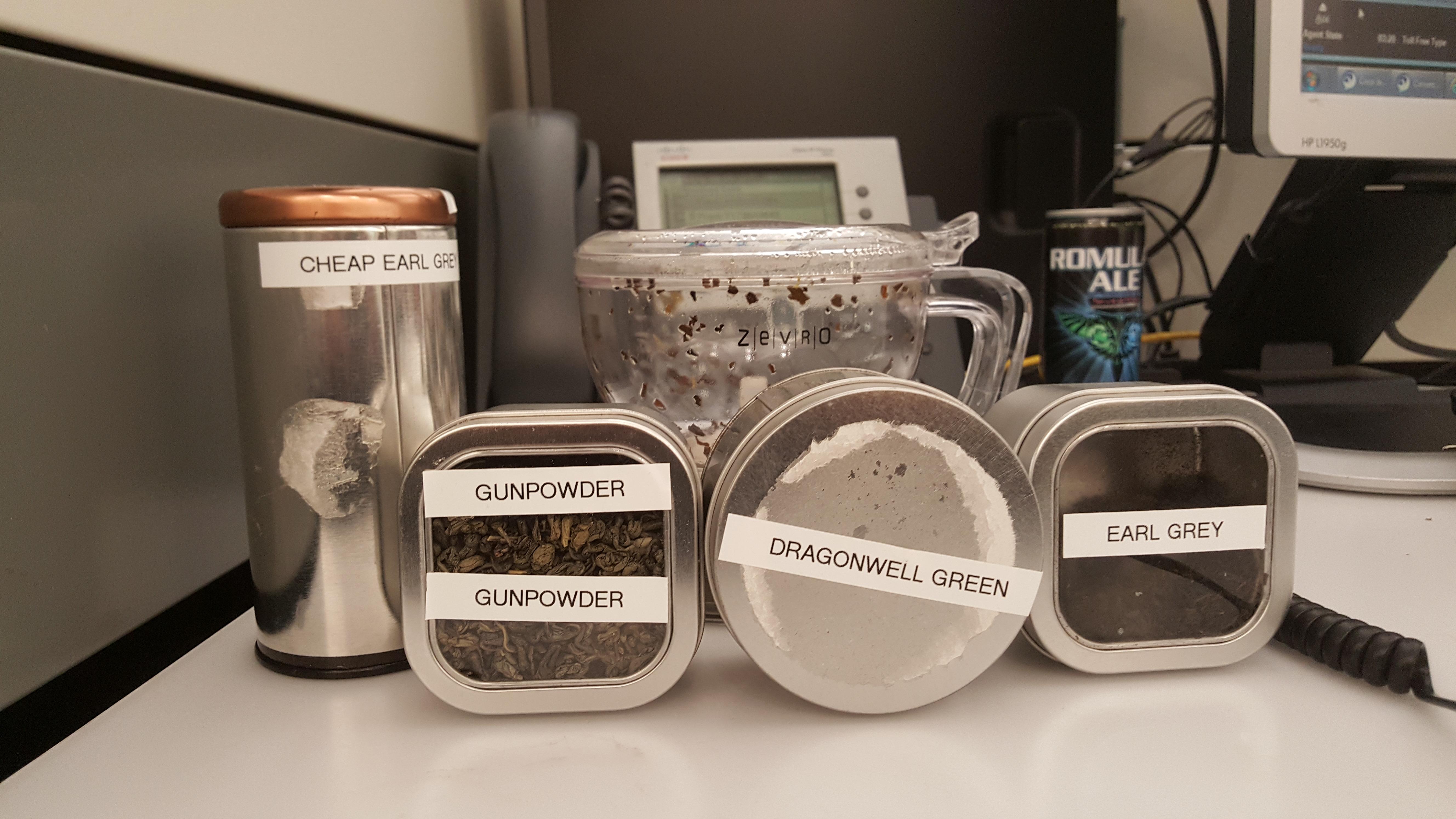 My "Desk Collection" of tea at work r/tea