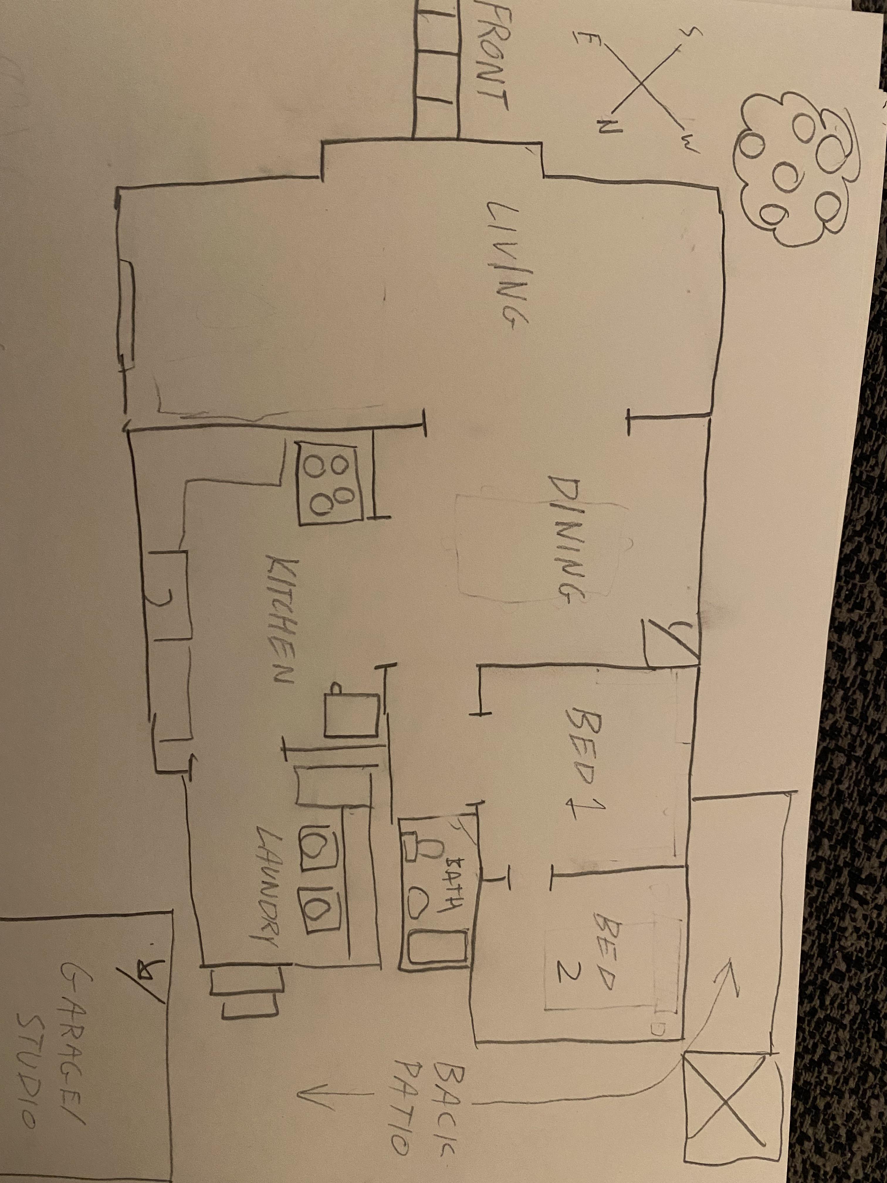 Tips for 2bed house with a passthrough room? One bedroom will be an