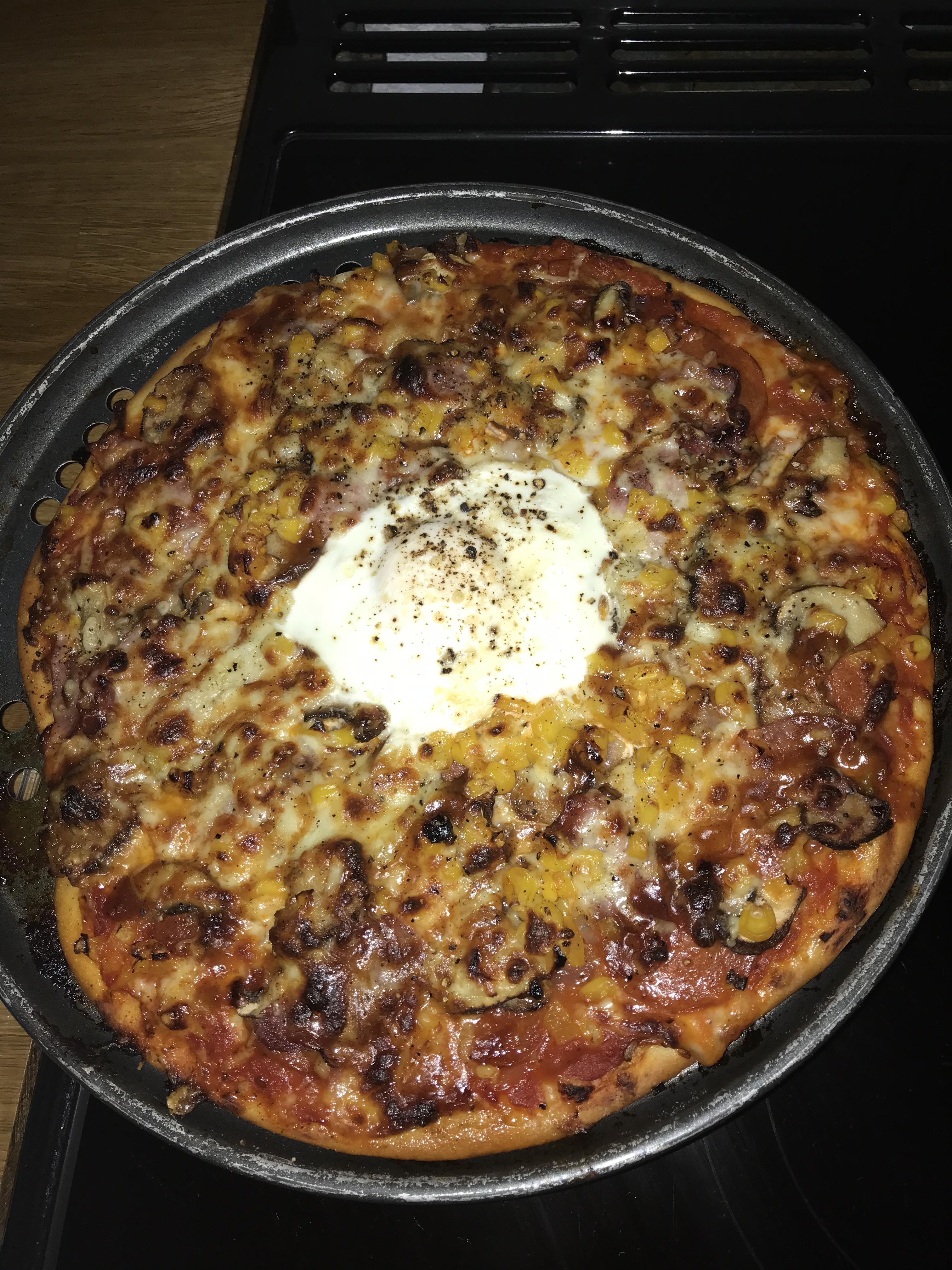 [Homemade] Meat feast pizza with a soft egg r/food