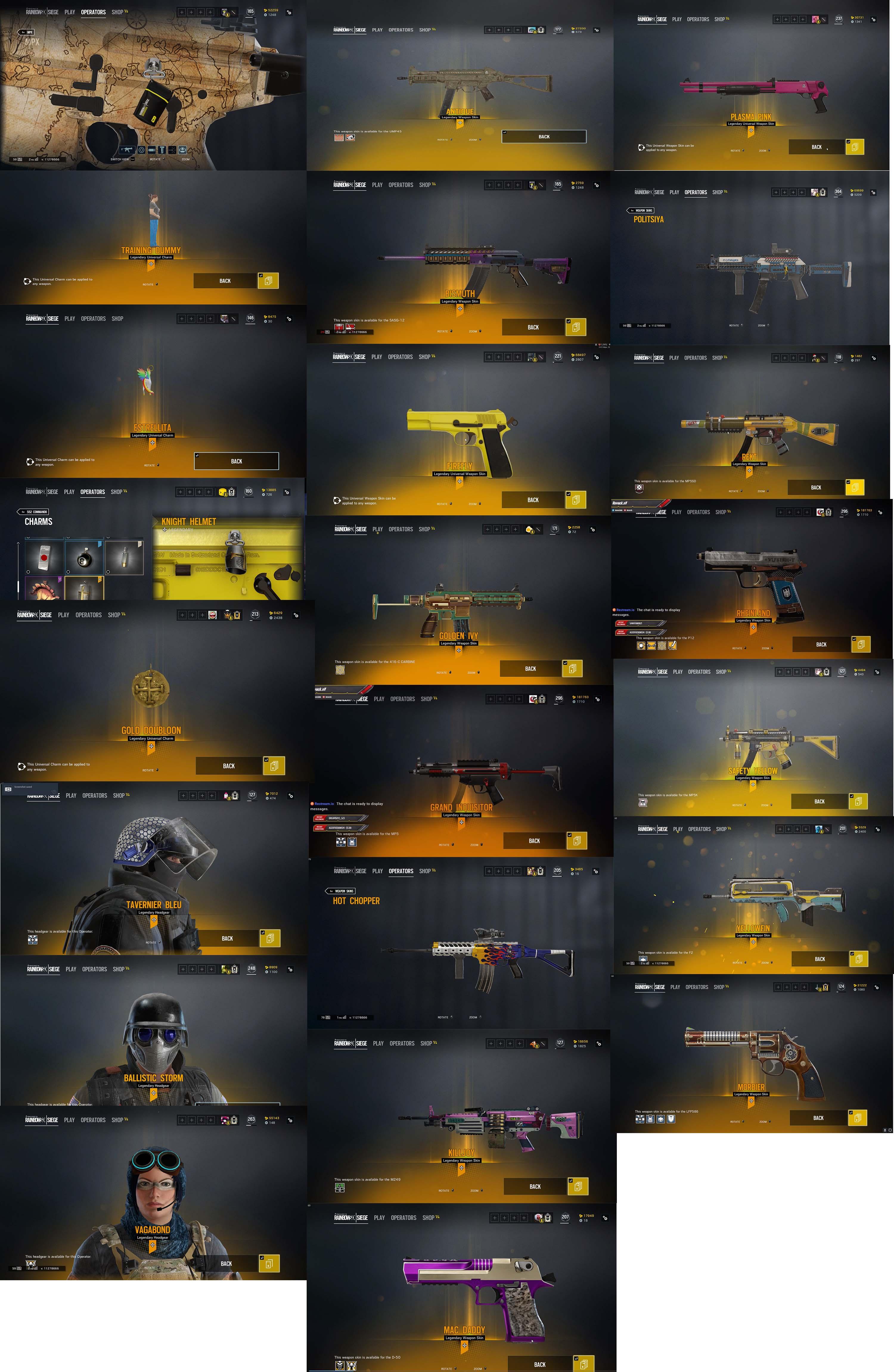 Current Legendary Skins. Will keep updated. r/Rainbow6