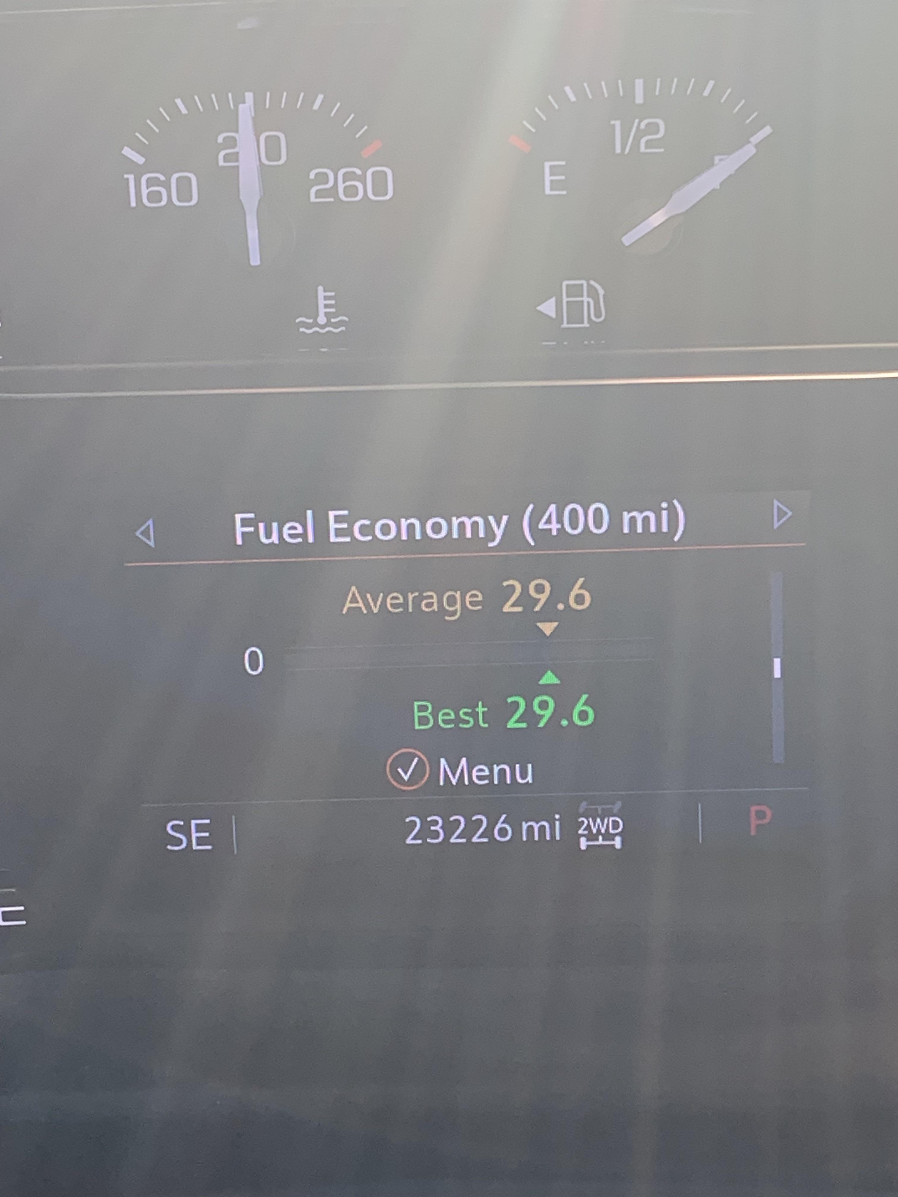 Hit a new 400 mile high for fuel economy on my drive to work today