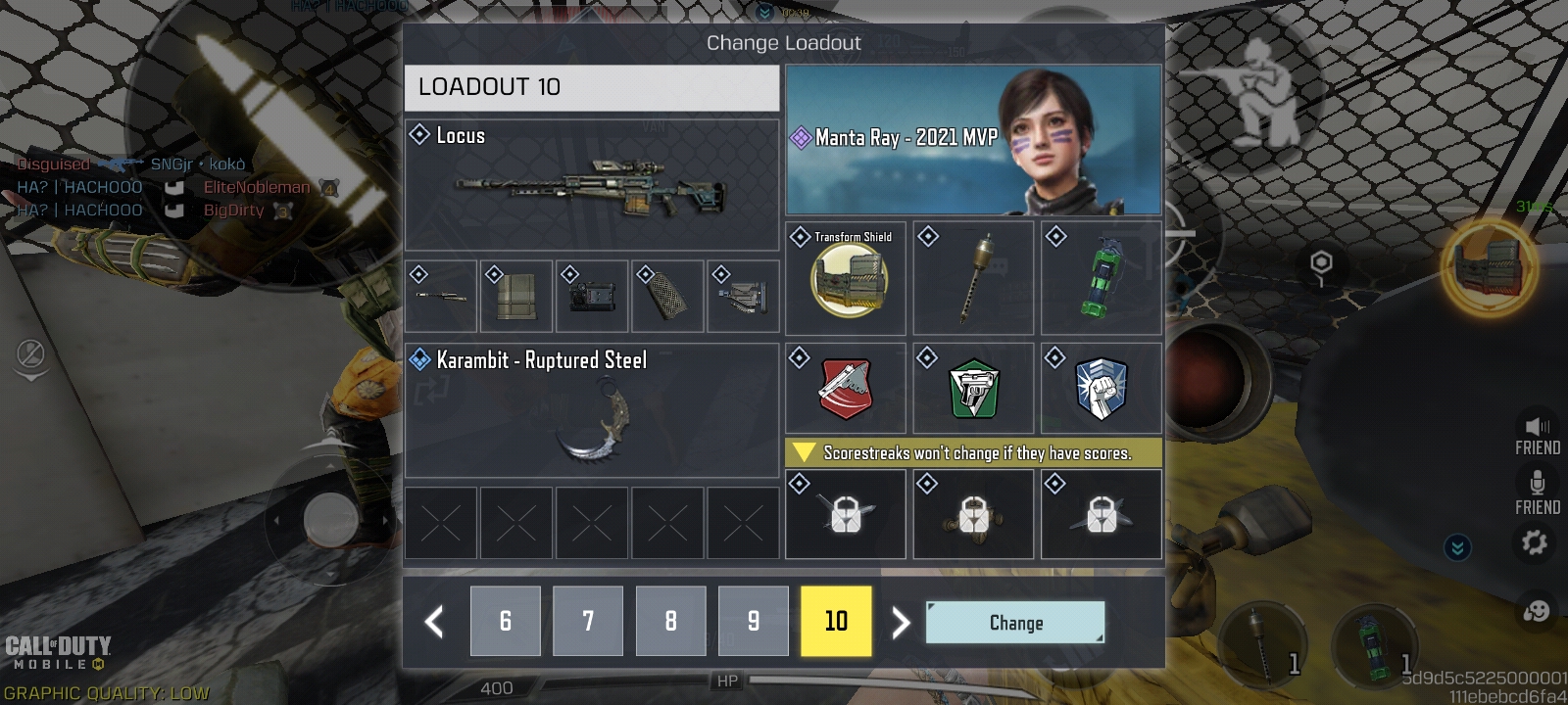I have a question about scorestreaks. When I change my loadout during