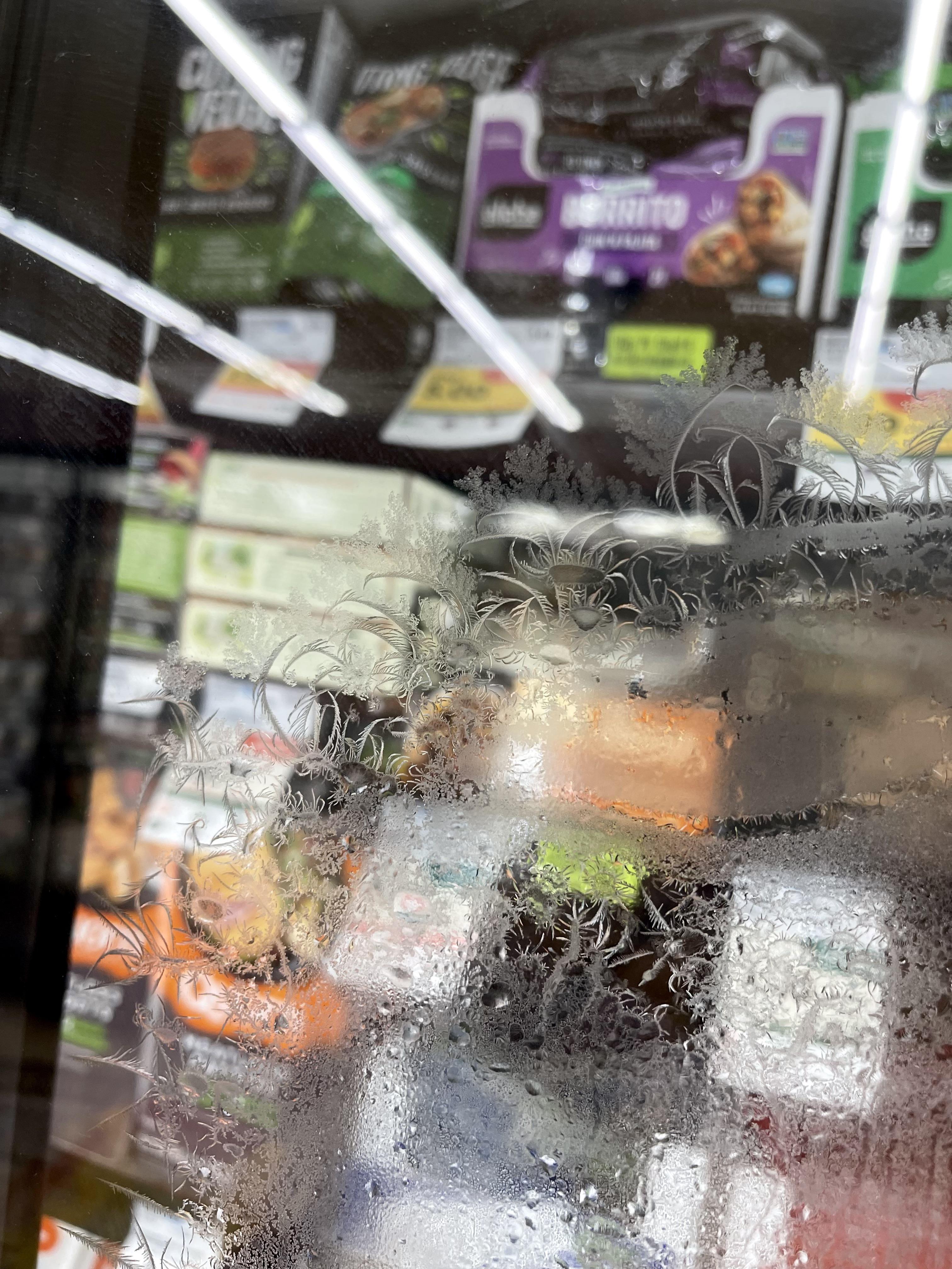 Ice crystals on grocery freezer door r/mildlyinteresting
