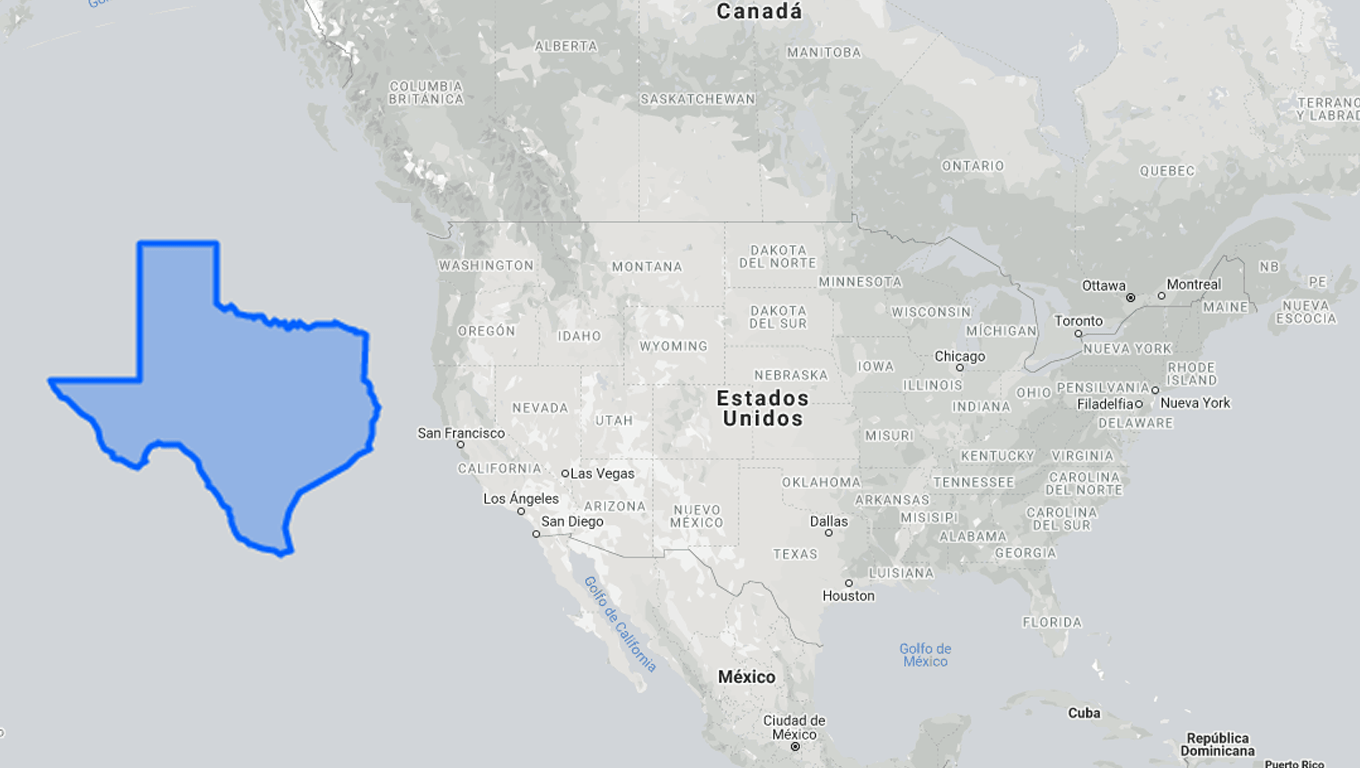 Texas compared to the US, and the map is in spanish r/mapporncirclejerk