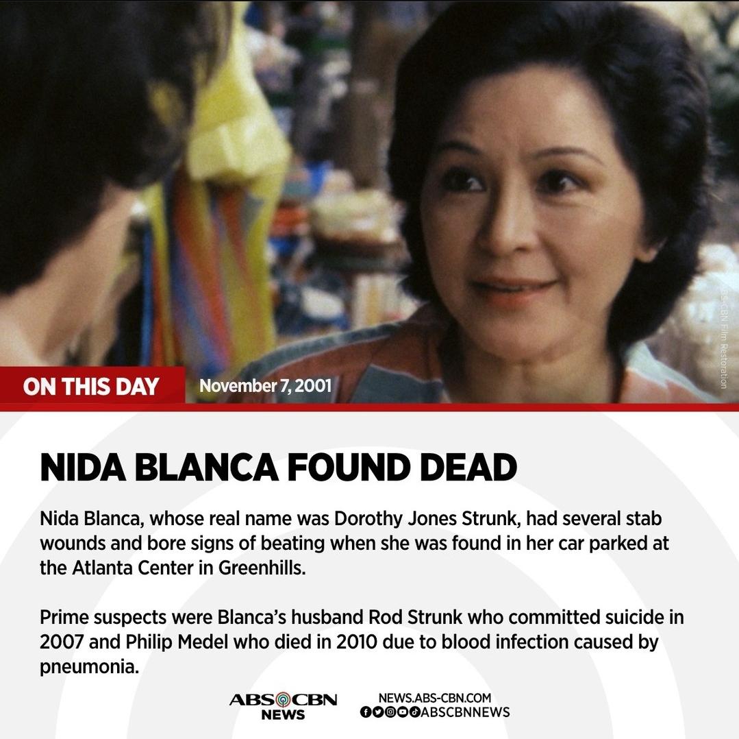 On this day, veteran actress Nida Blanca was found dead inside her car