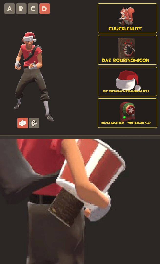 Scout puts his badge into his bucket while using the "Deep Fried Desire