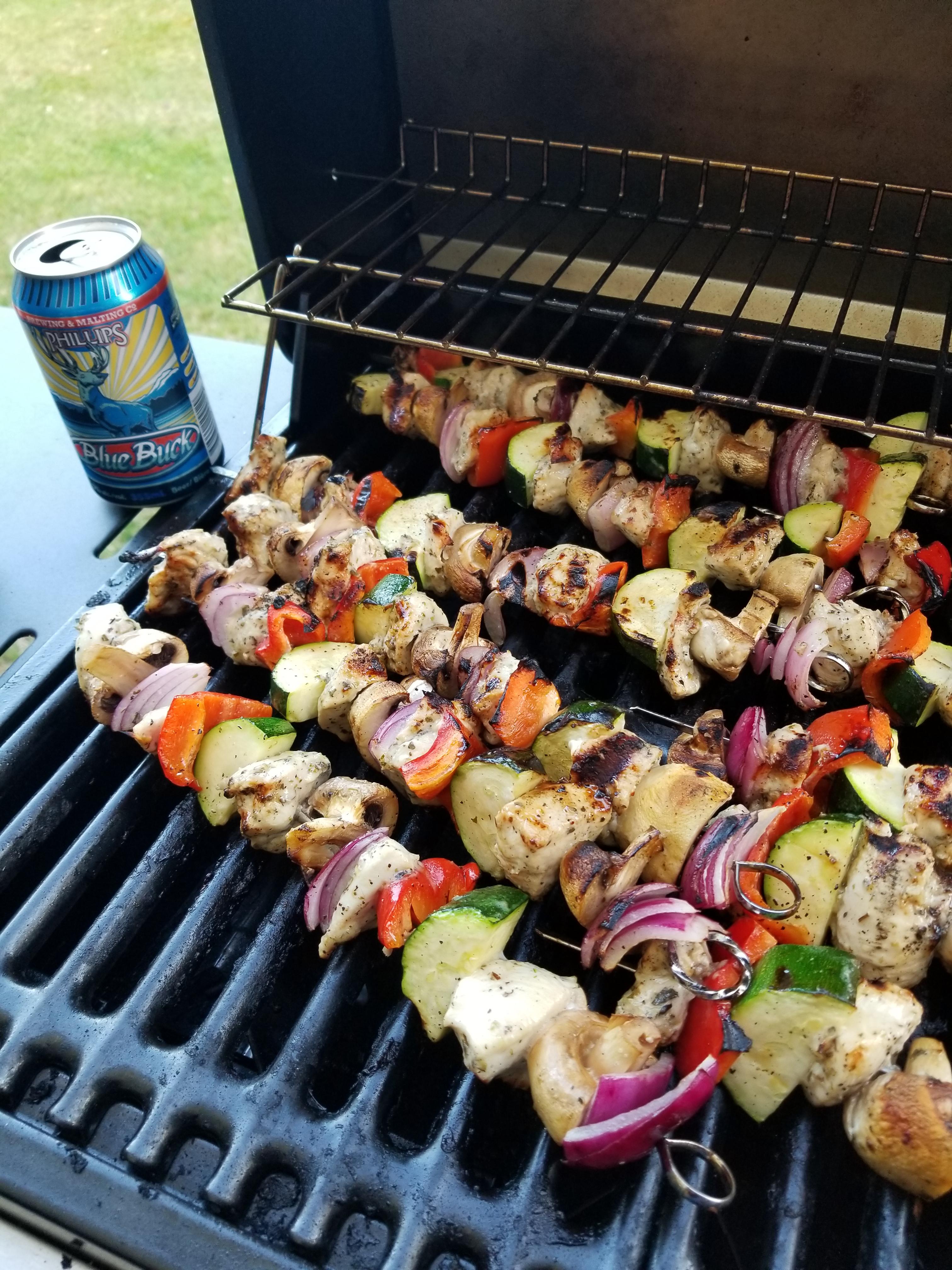 Grilled souvlaki chicken skewers r/tonightsdinner