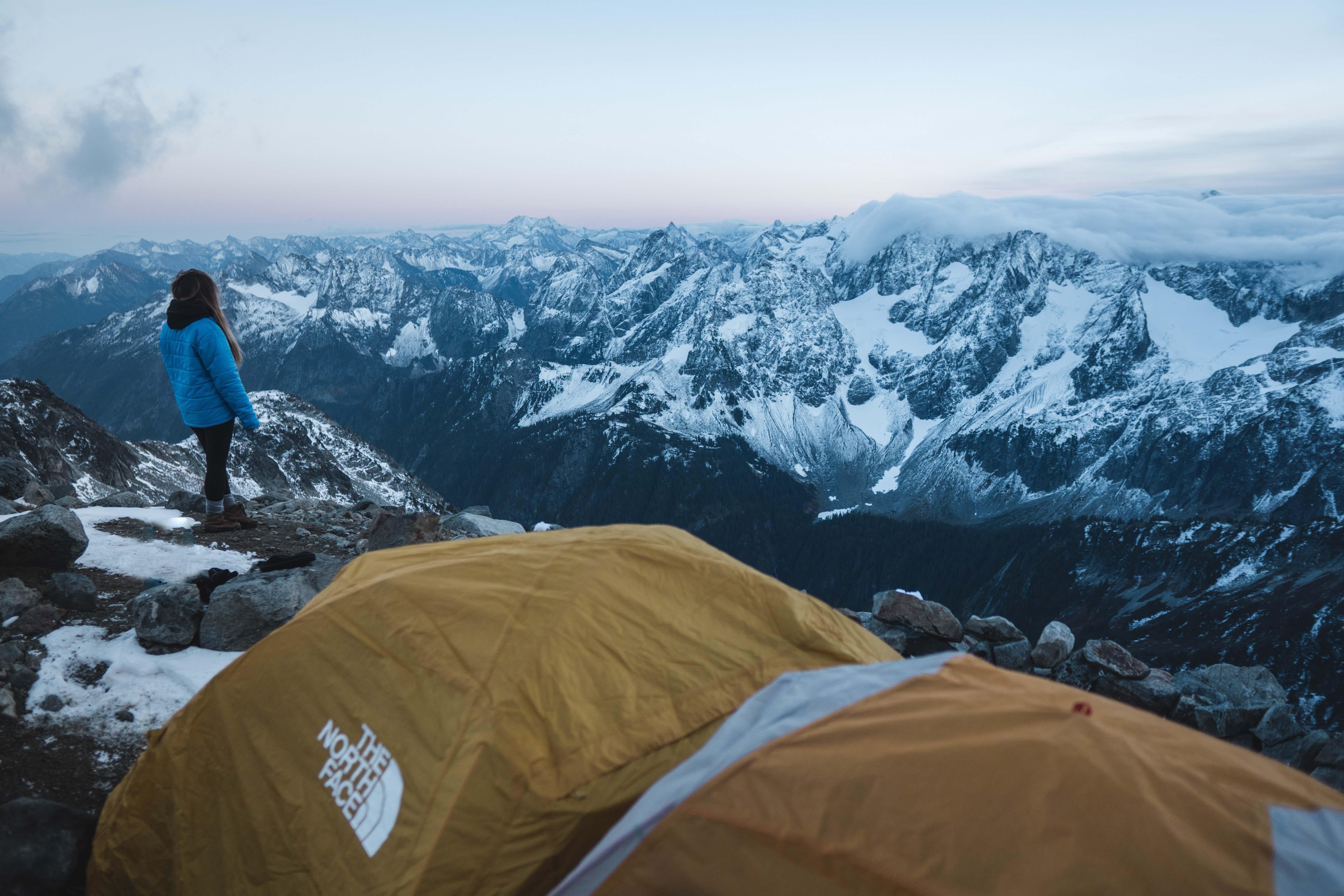 Amazing camping spot on Sahale Glacier in the Northern Cascades