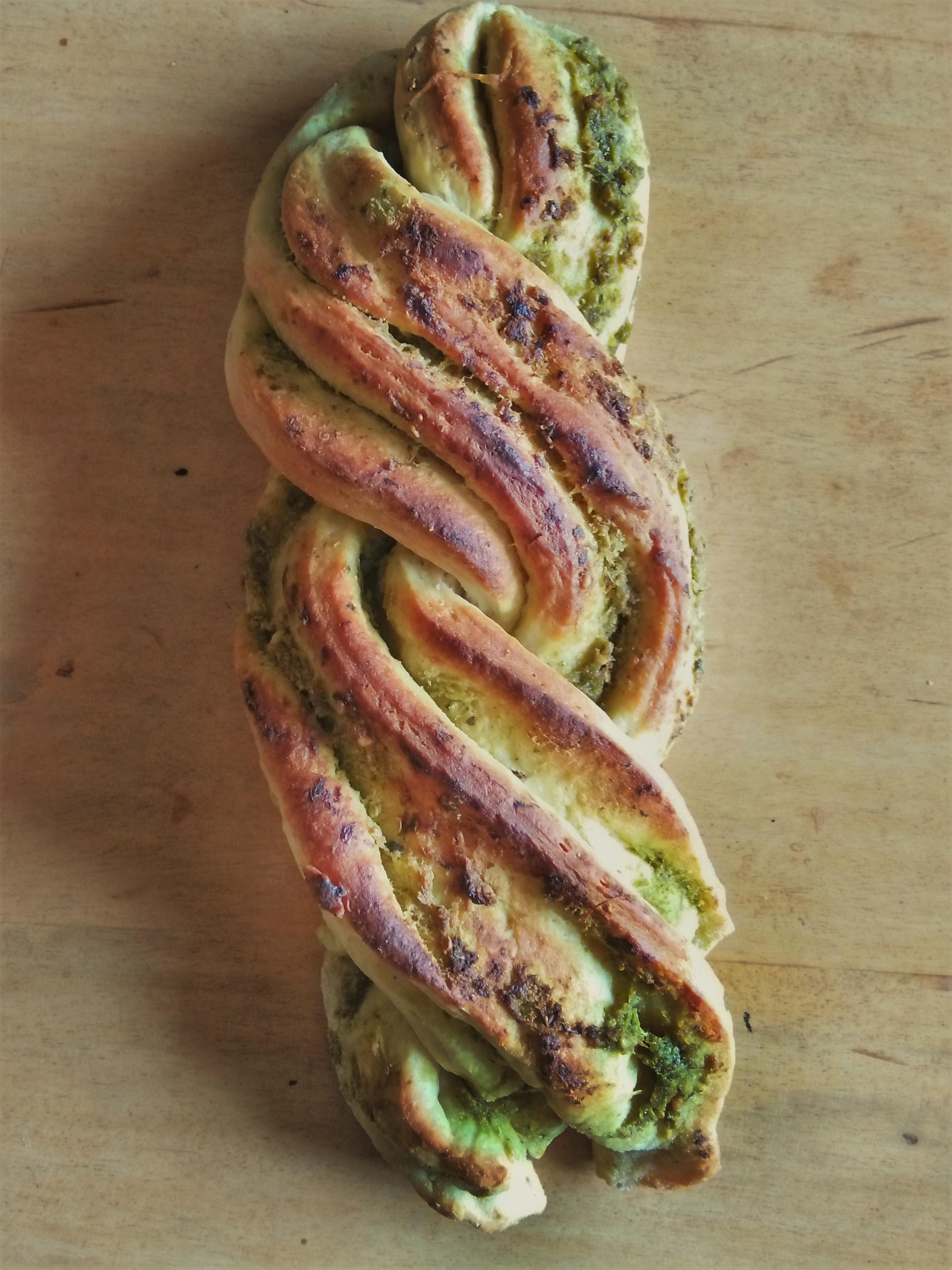 Week 52 Rolled Garlicky Pesto Braided Bread r/52weeksofcooking