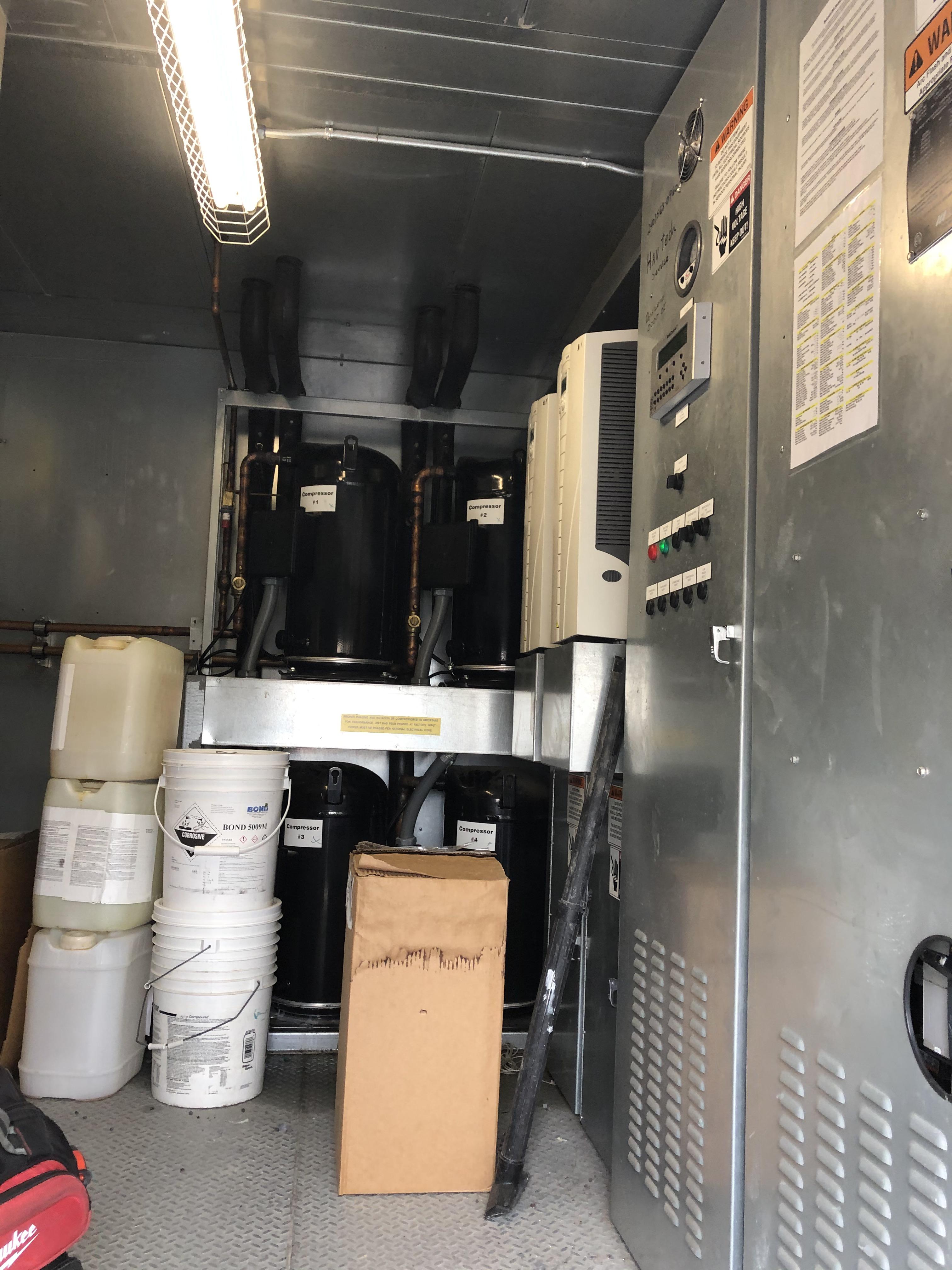 Compressor area of Mammoth unit all controls in one room with vfd r/HVAC