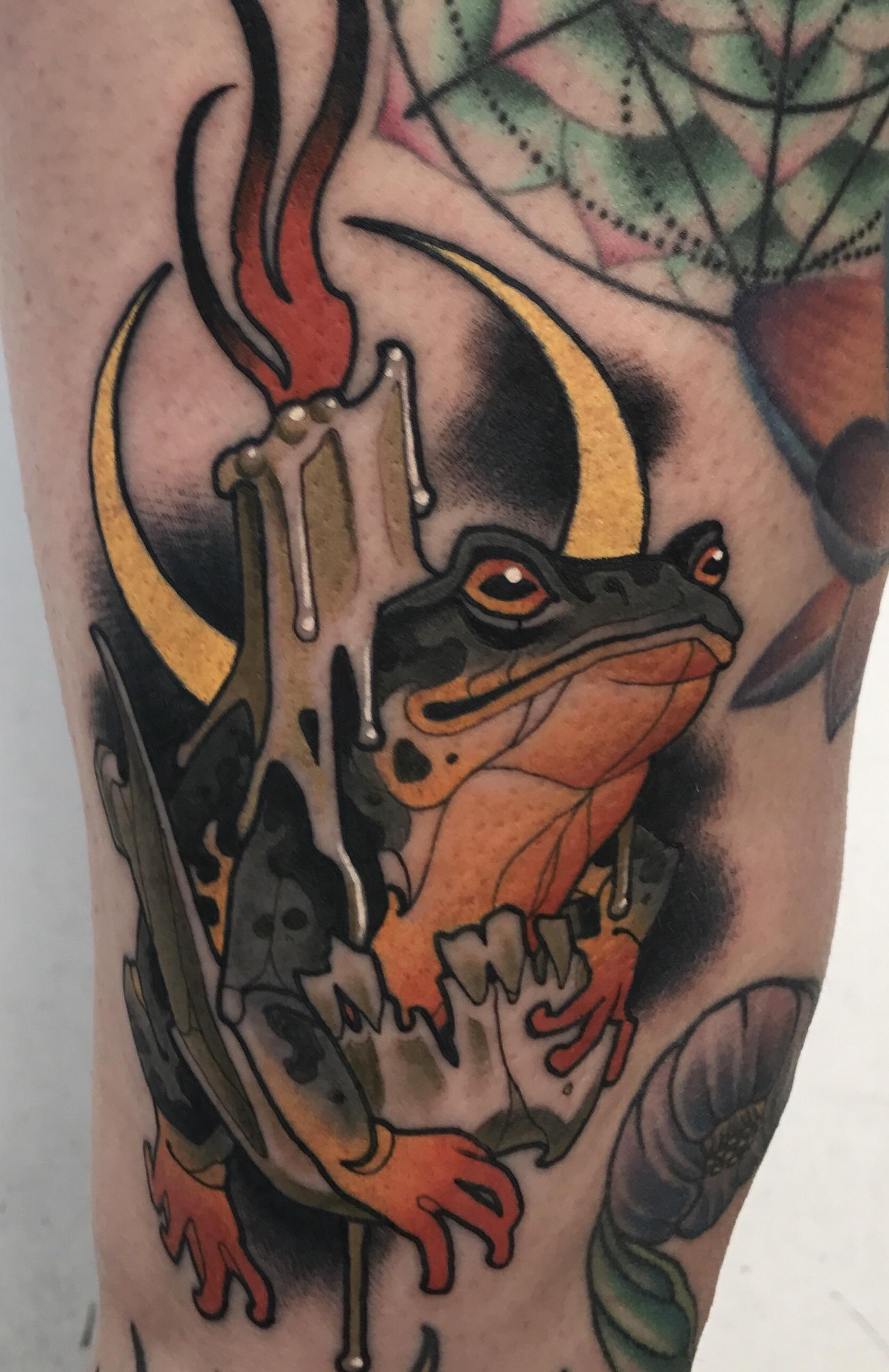 Toad by Chris Primm at The Grand Reaper in San Diego, CA tattoos