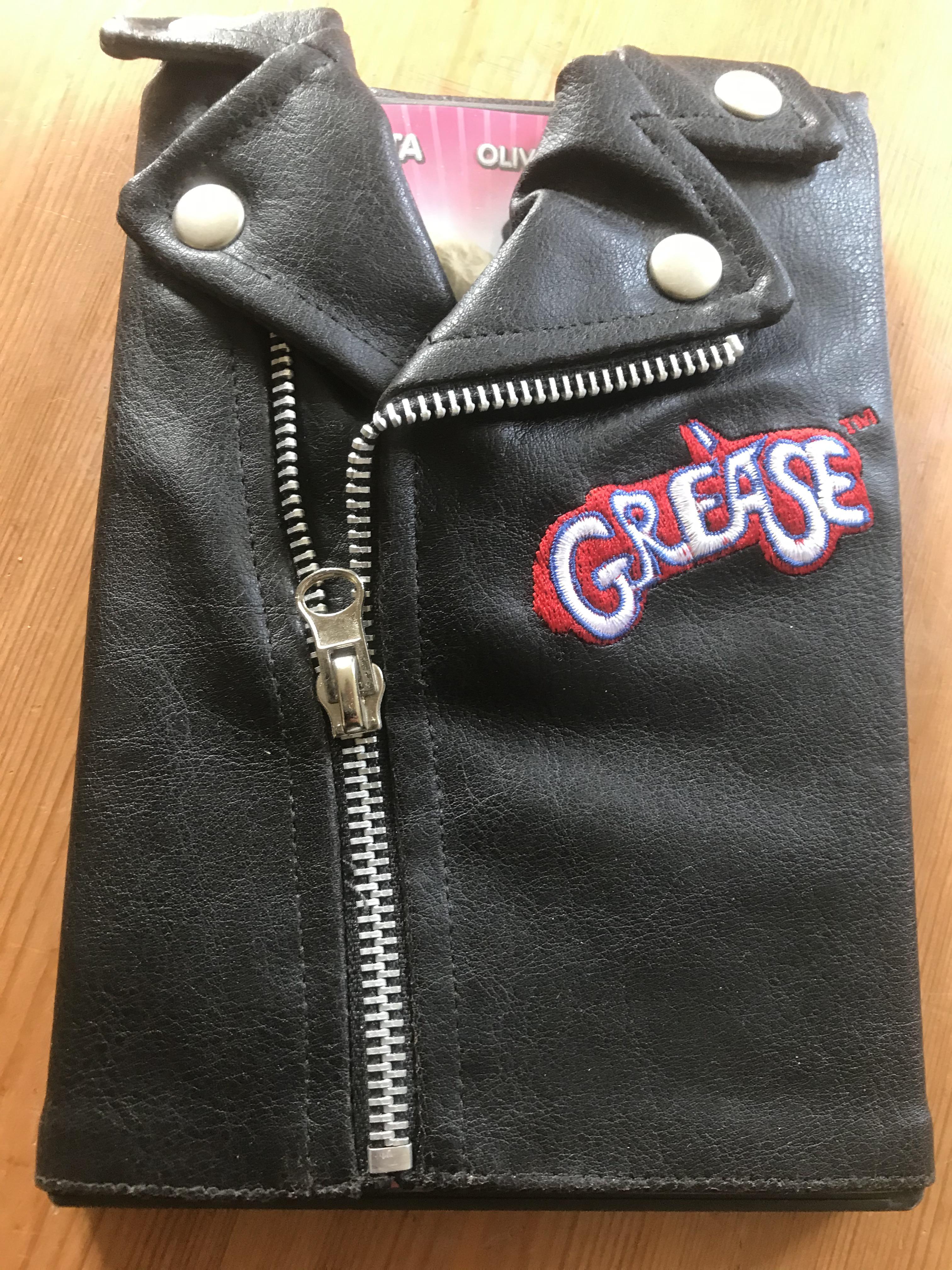This miniature leather jacket/dvd cover for the movie grease r