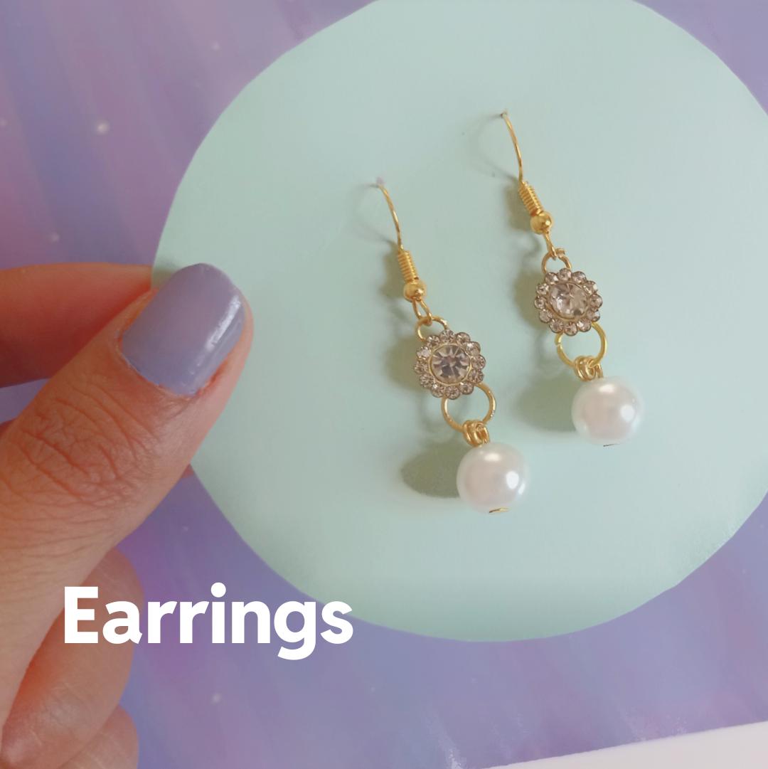 Pearl and Crystal Brads Earrings r/crafts