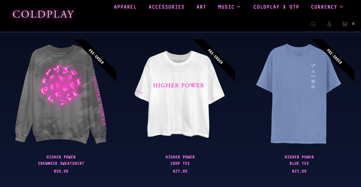 The new merch is probably the coolest Coldplay has ever released. r