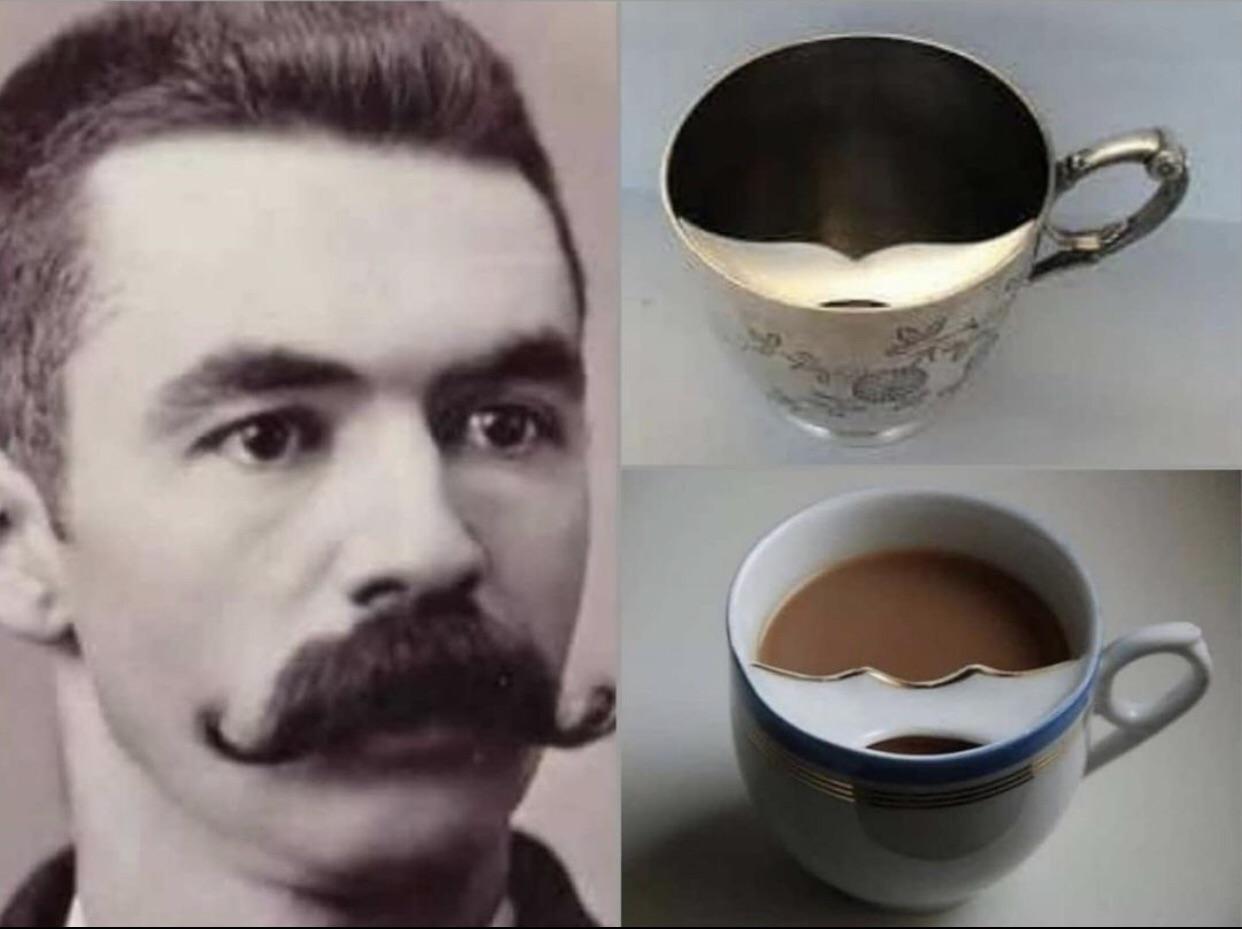 Mustache cups from the Victorian era, 18371901, invented by british