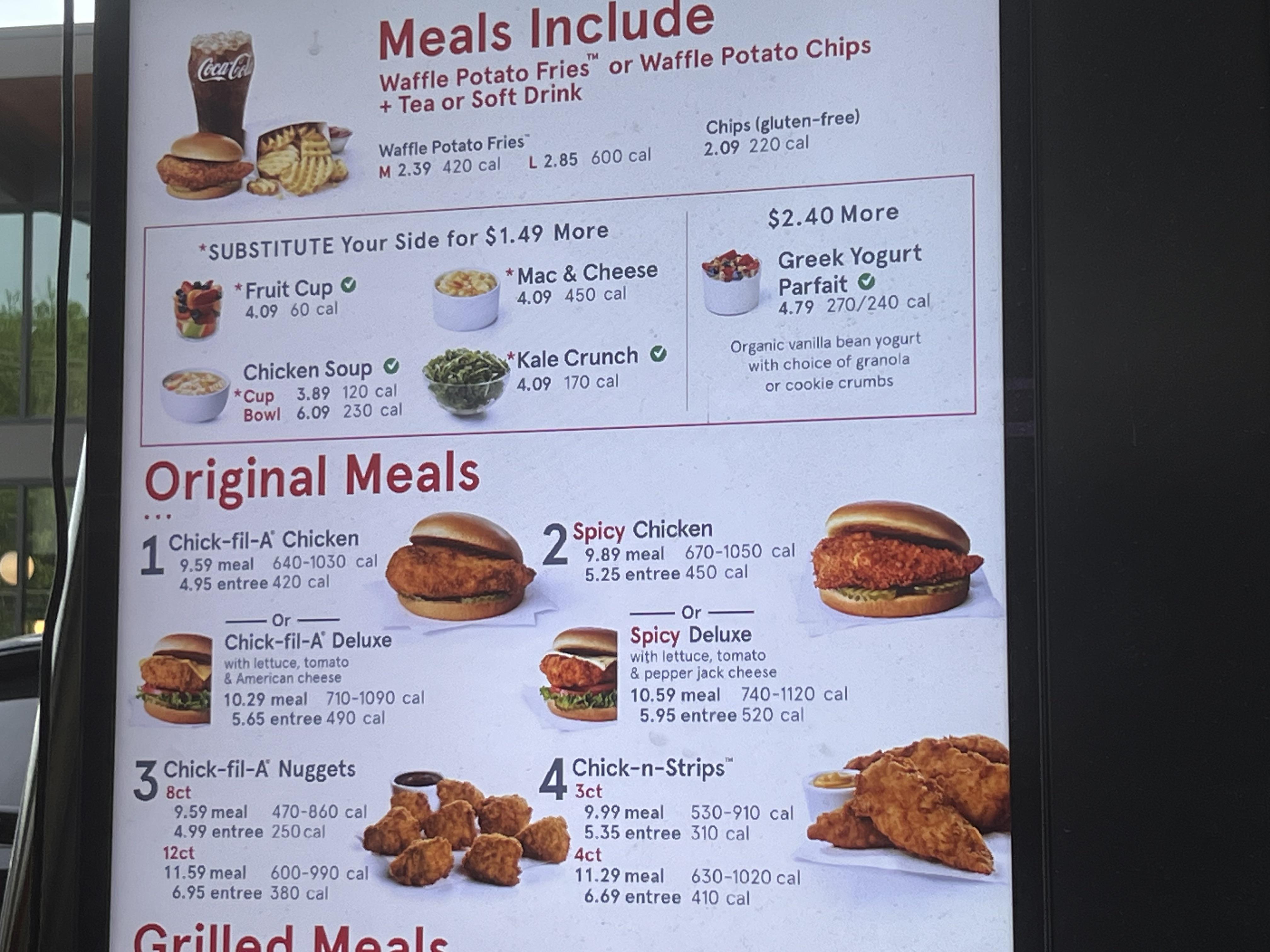 Chick Fil A Columbia Menu Top Sellers