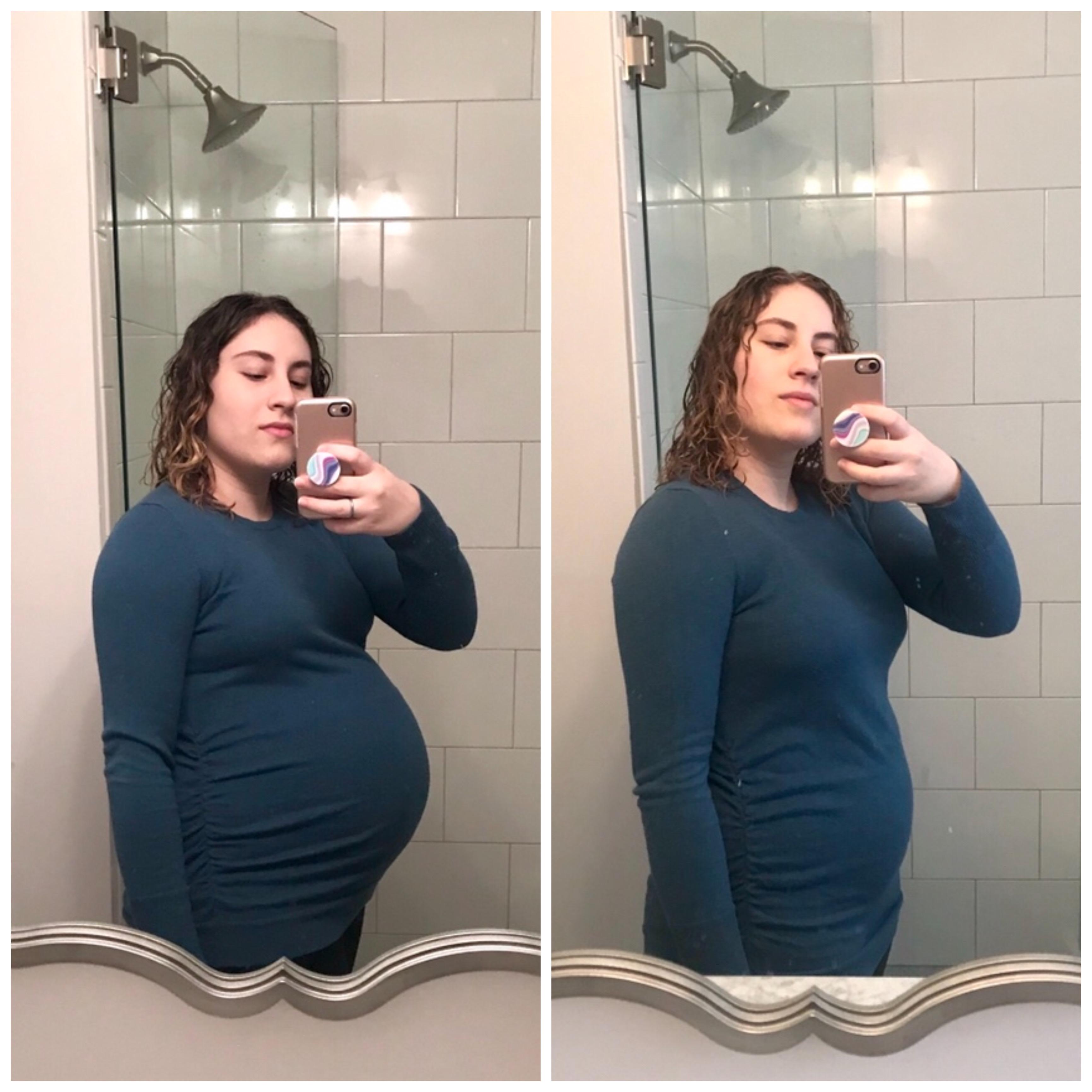 F/20/5’5” [215 lbs > 185 lbs = 30 lbs] 39 weeks to postpartum progress