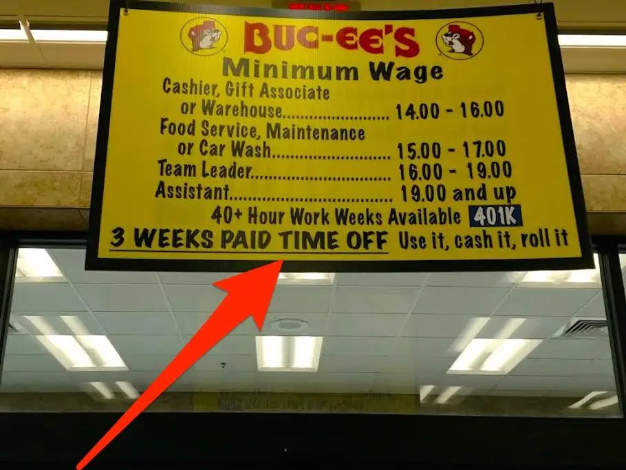 Bucee's Pay Chart