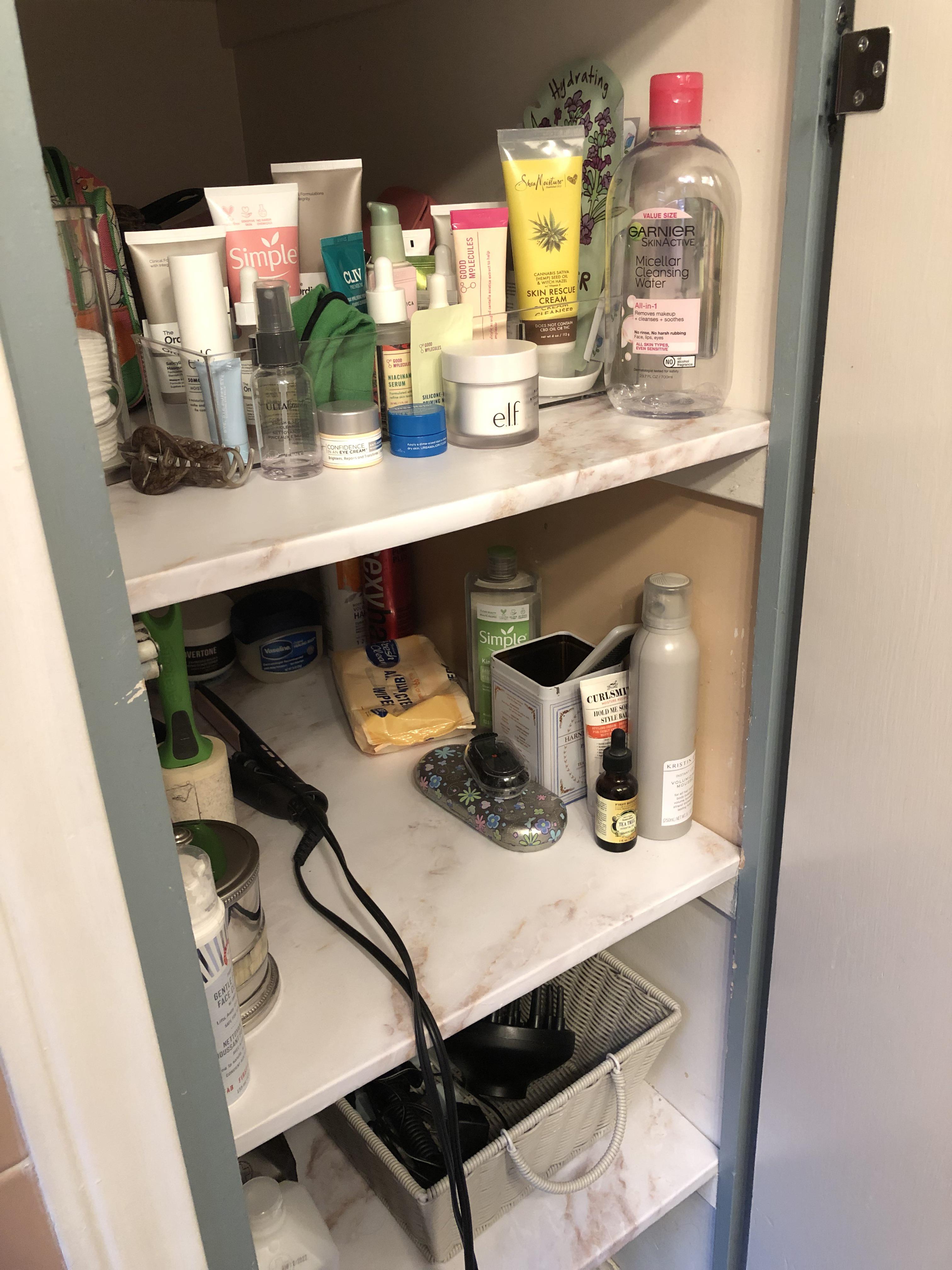 Finally put contact paper on the top shelf, a task I’ve been avoiding