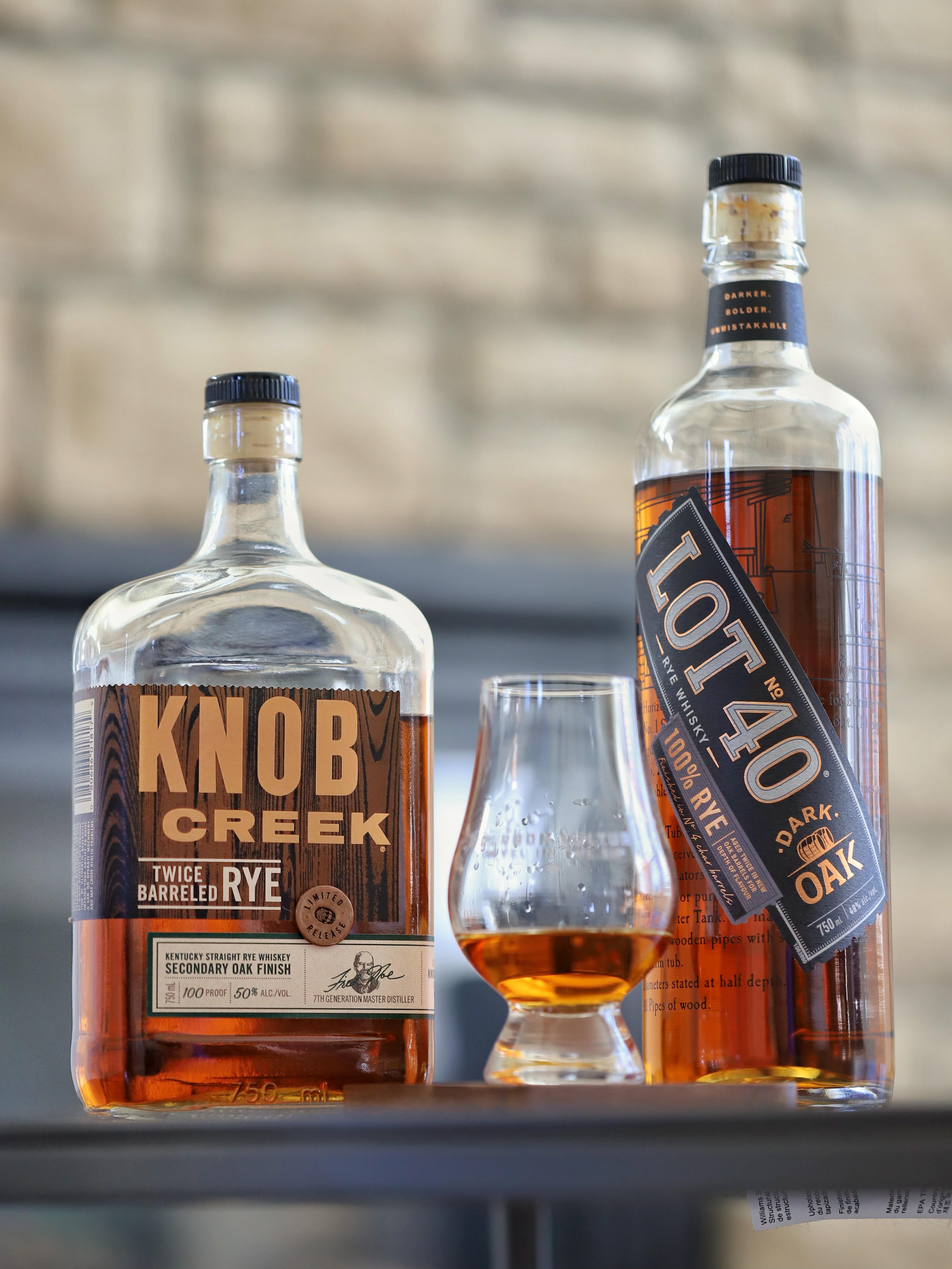 Review 599 Knob Creek Twice Barreled Rye Whiskey vs Lot No. 40 "Dark