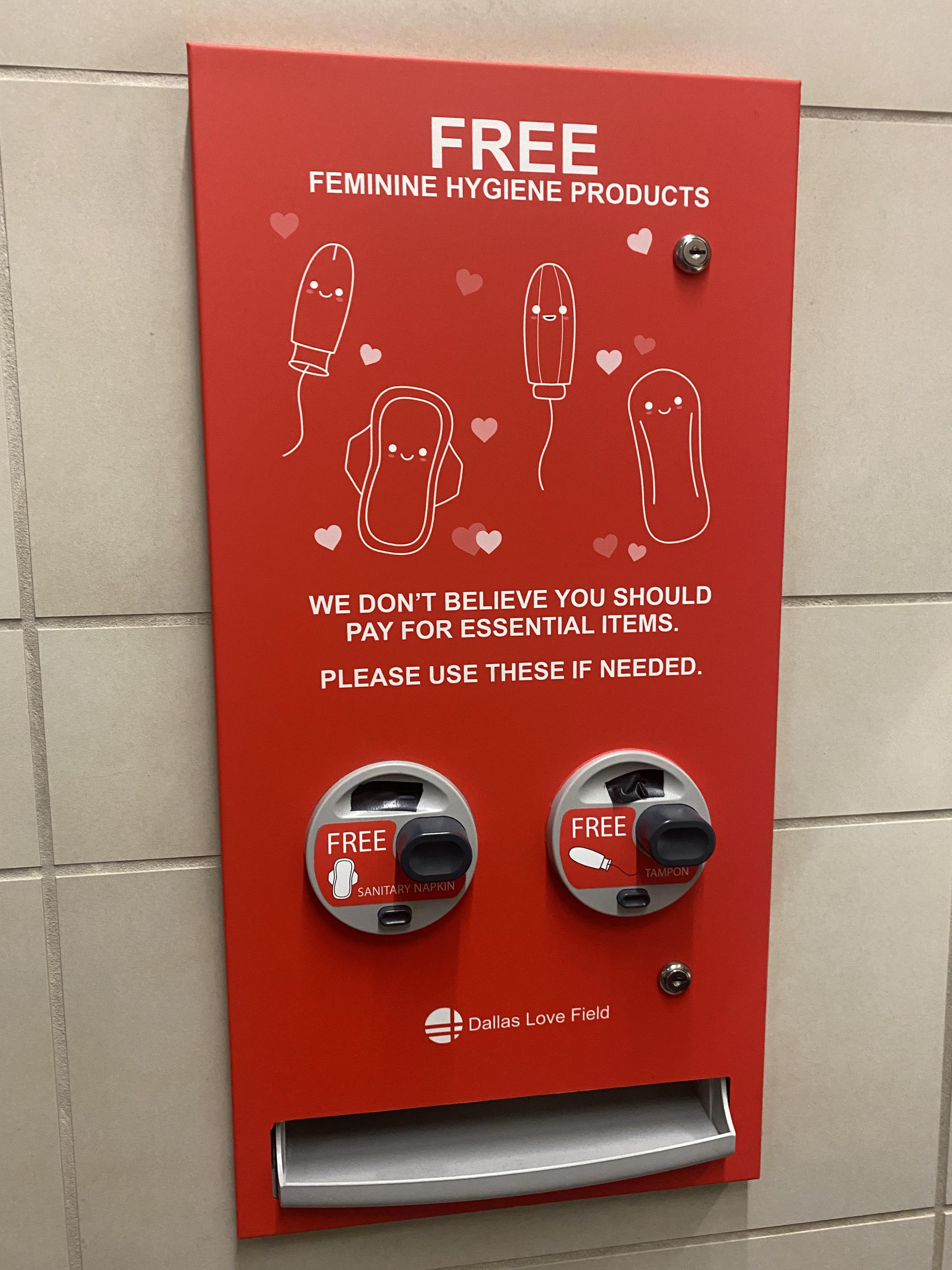Dallas Love Field airport offers free feminine hygiene products!! r