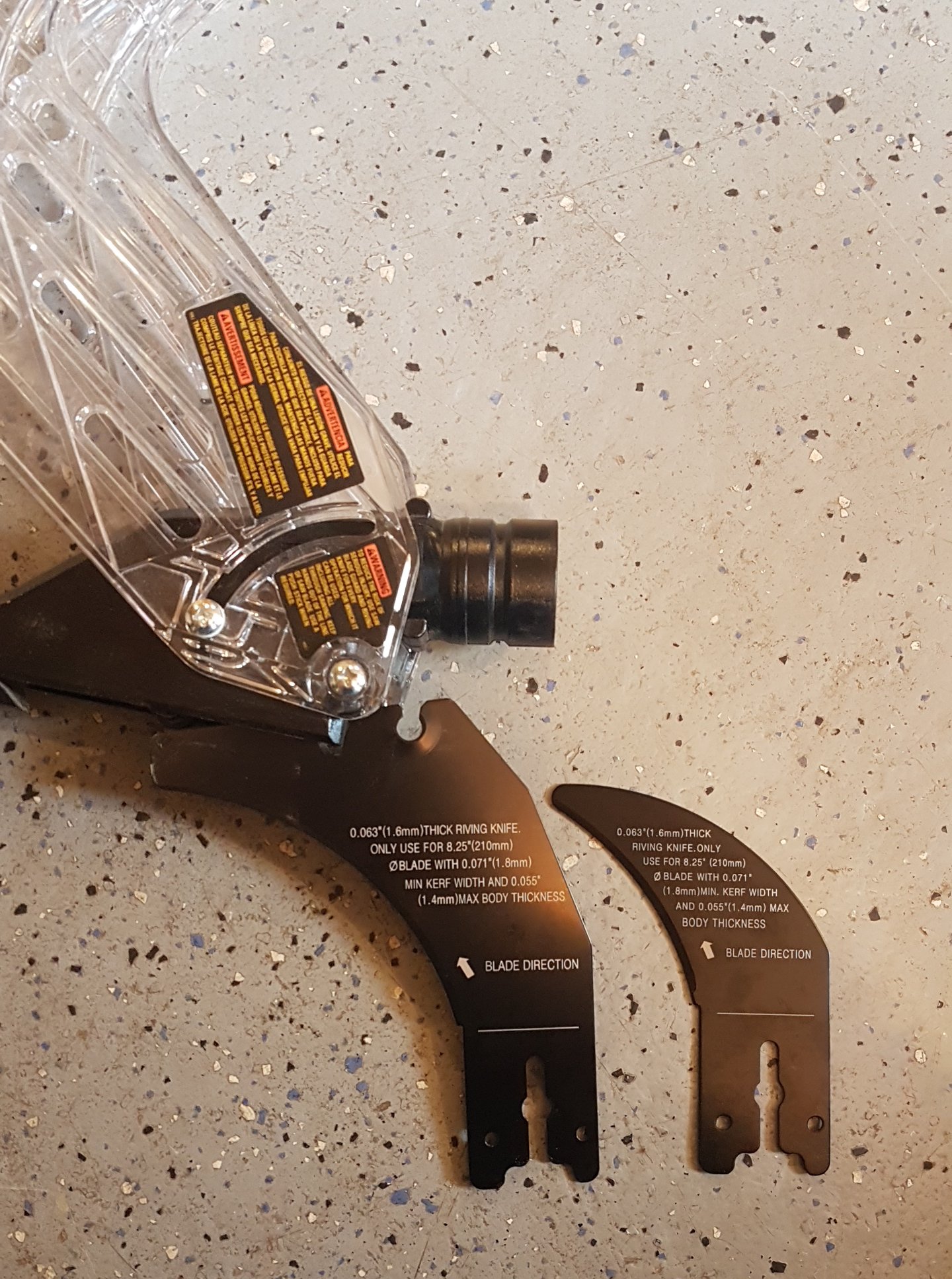 DWE7485 Blade guard removal? Which riving knife? Trying to remove the