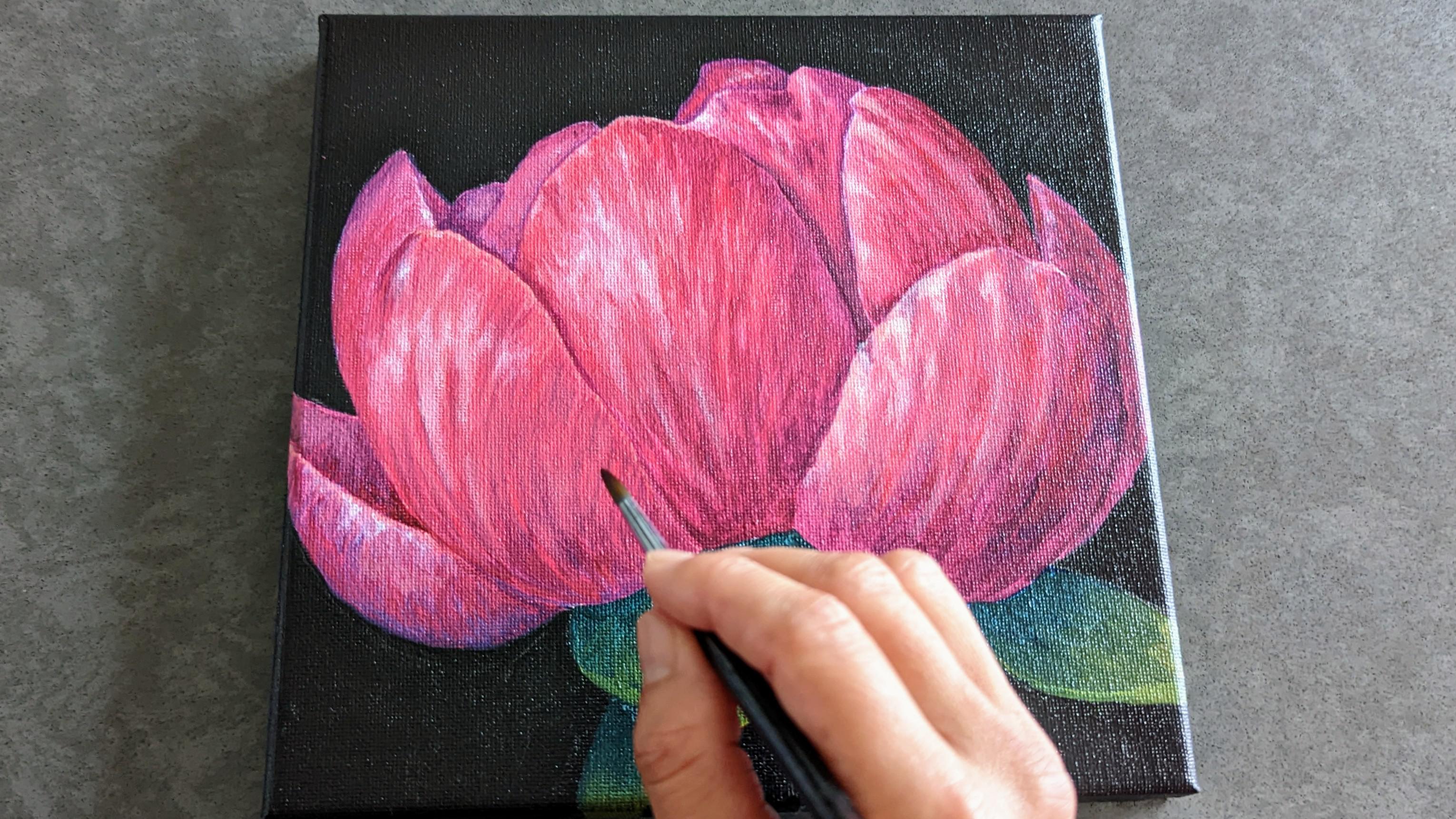 How to paint a Peony / ASMR acrylic painting time lapse video, the link
