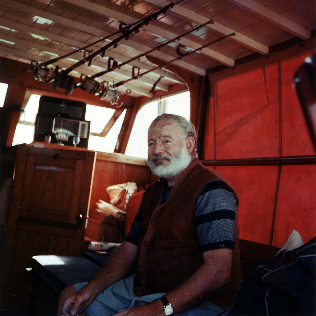 "American Author Ernest Hemingway aboard his Yacht", ca. 1950 [1026 ×