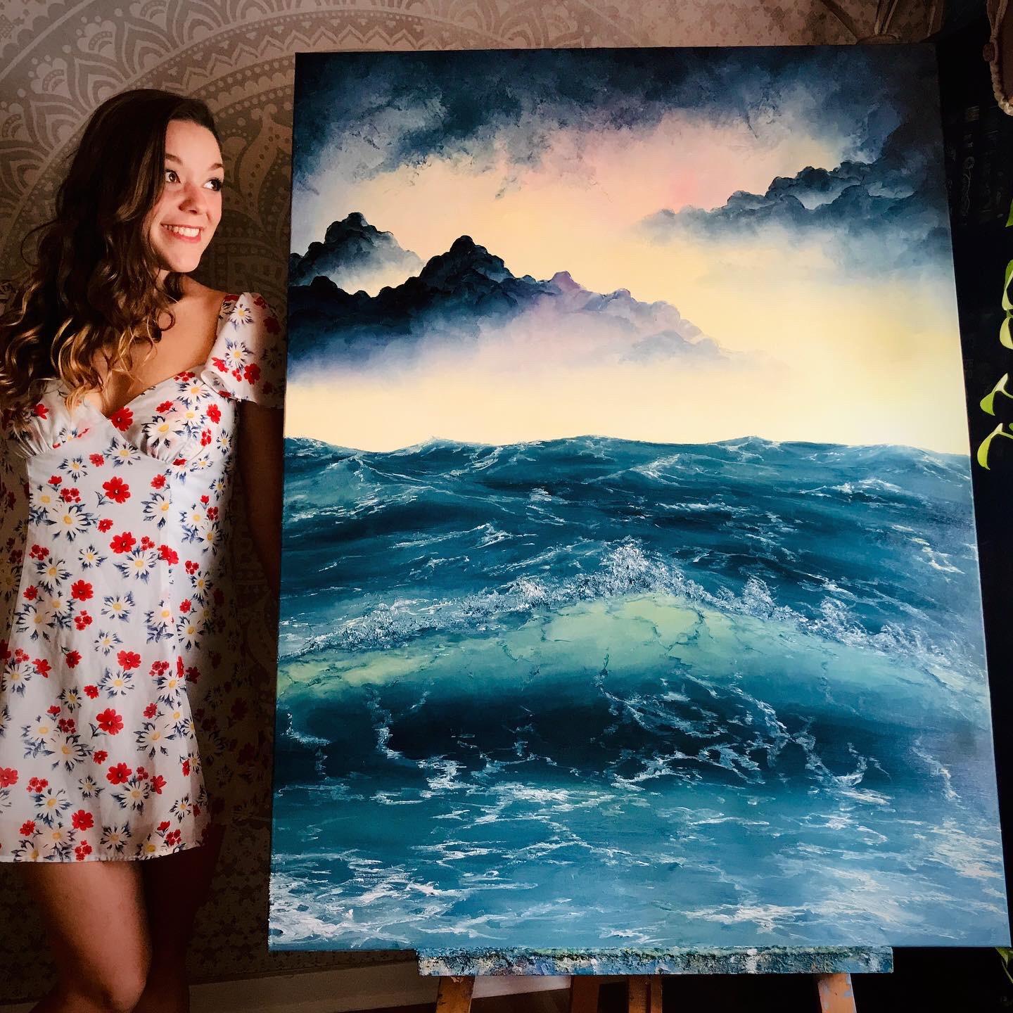 She finished this painting today! pics