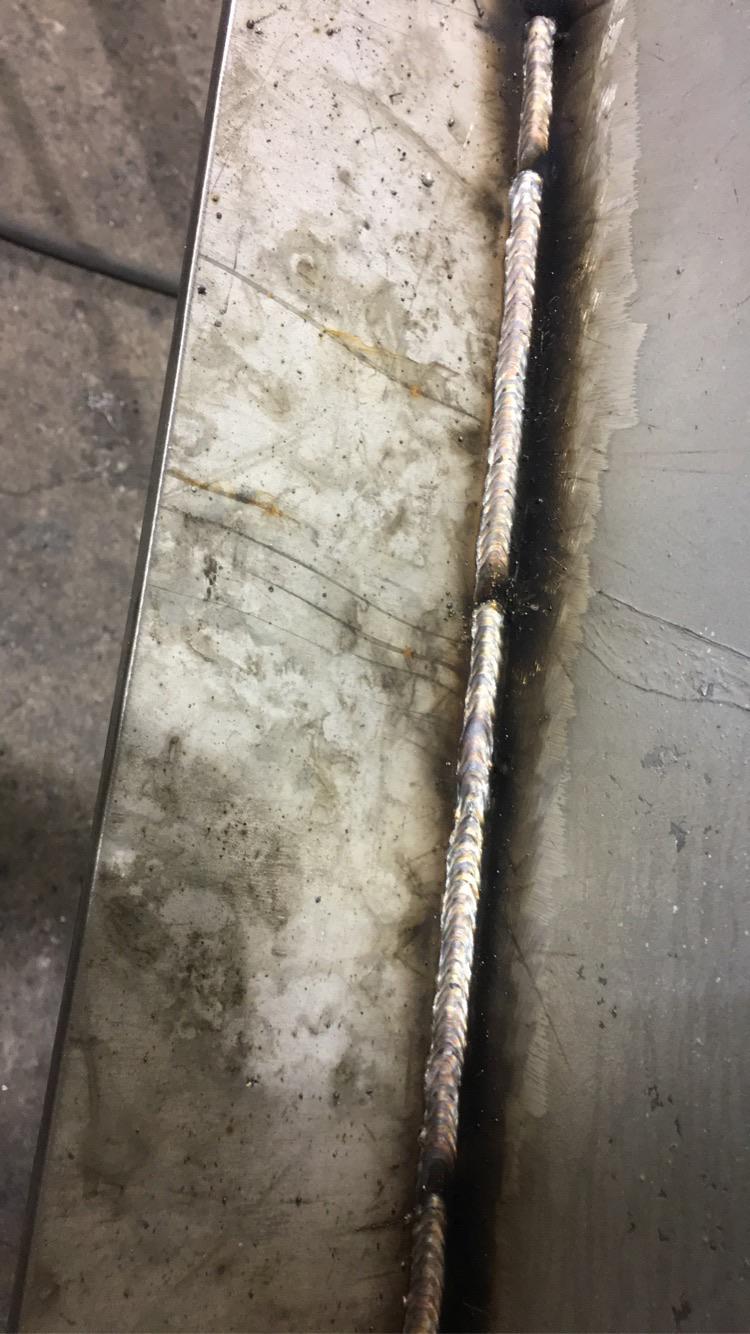 First try at stainless to galvanized carbon. 309 hardwire 75/25 gas r/Welding
