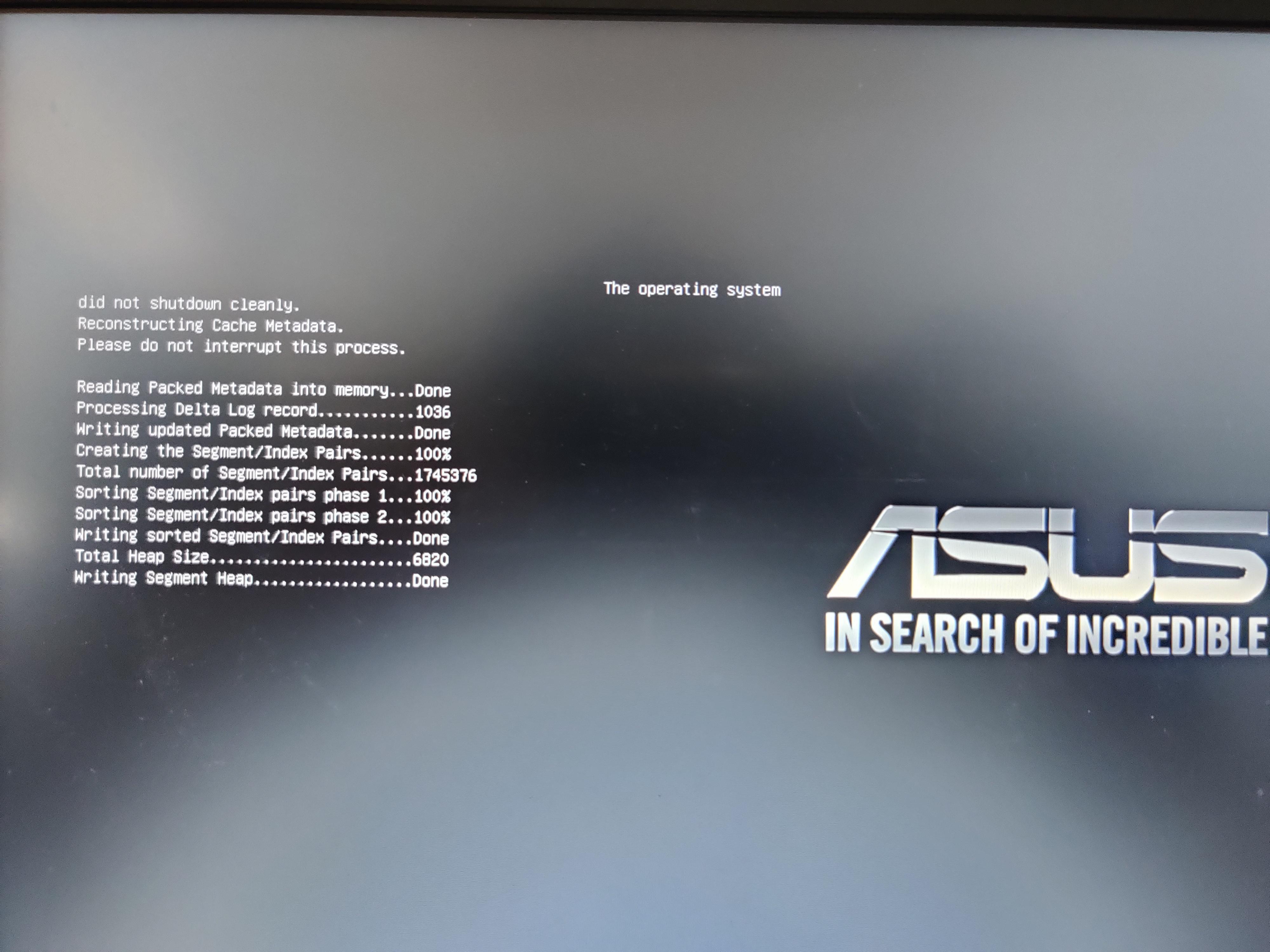 Had to force shutdown my system via power button, not it is stuck at