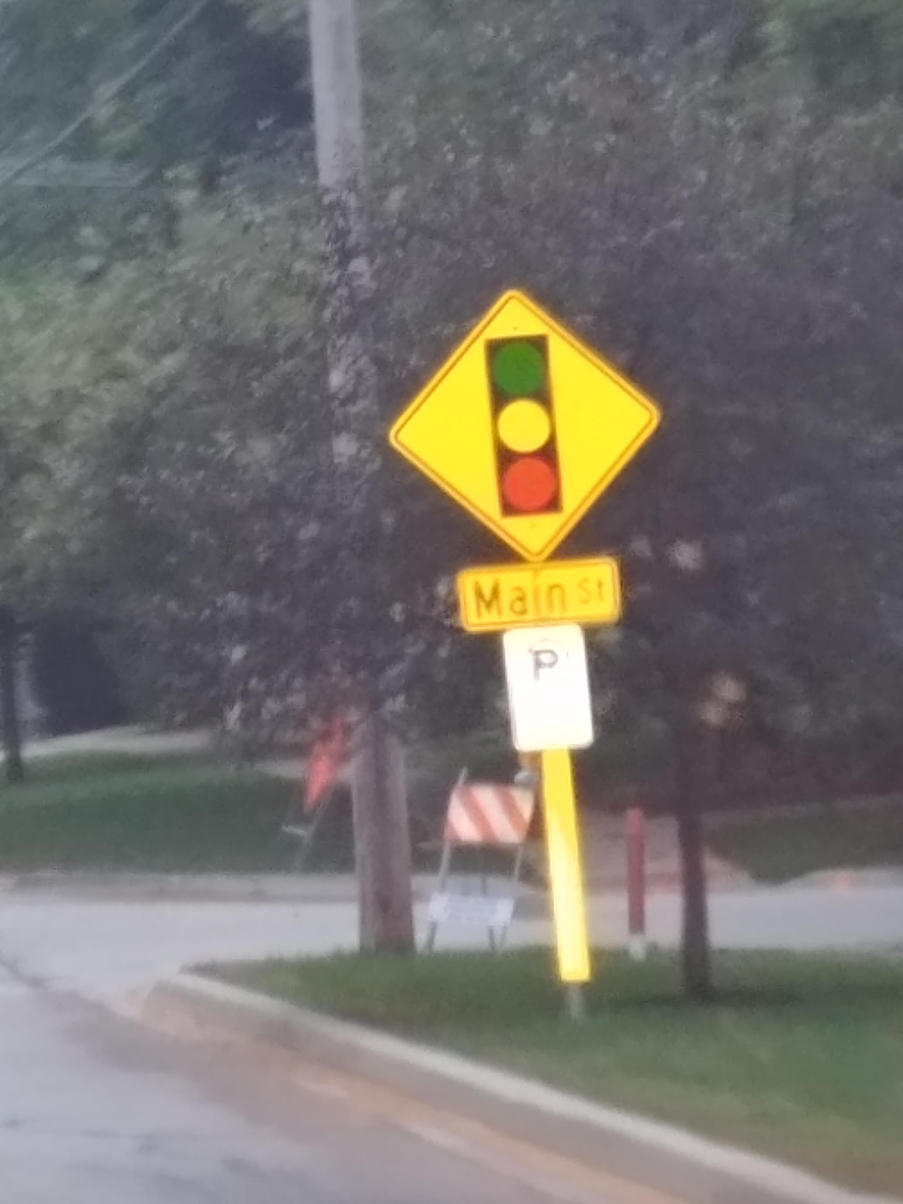 This warning sign in my town has an upside down stoplight : r