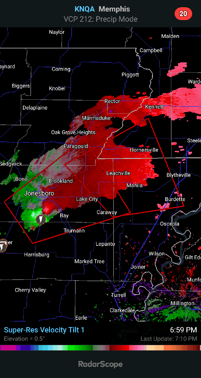 PDS Tornado Warning Continues Near Lake City, Arkansas (Swipe For Radar