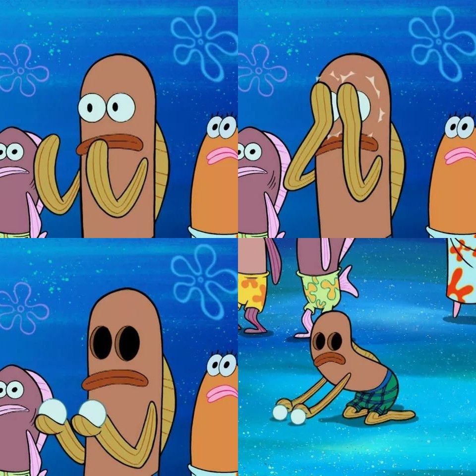 SpongeBob fish taking out eyeballs r/MemeTemplatesOfficial