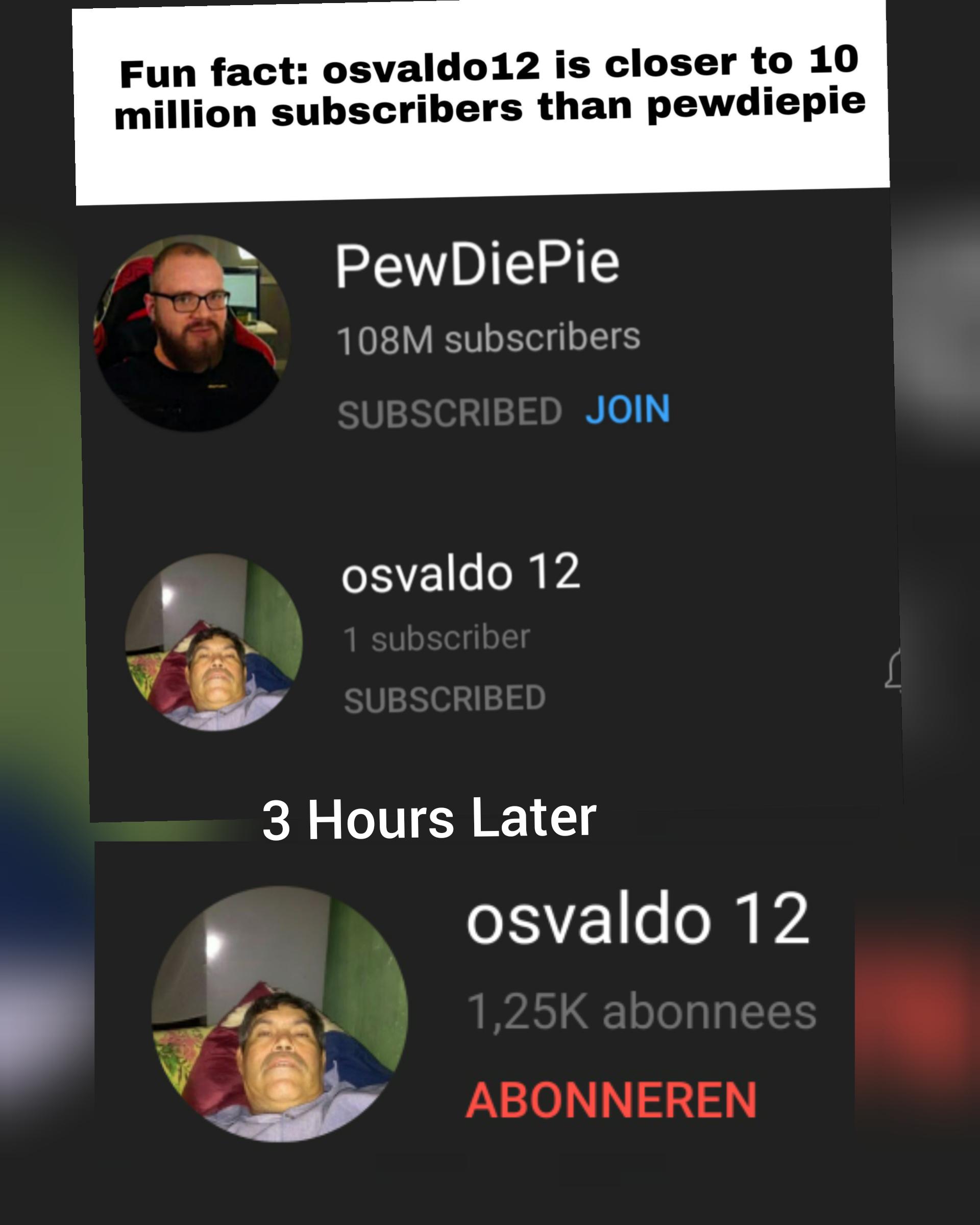 He actually got 1k Subs. Reddit power memes