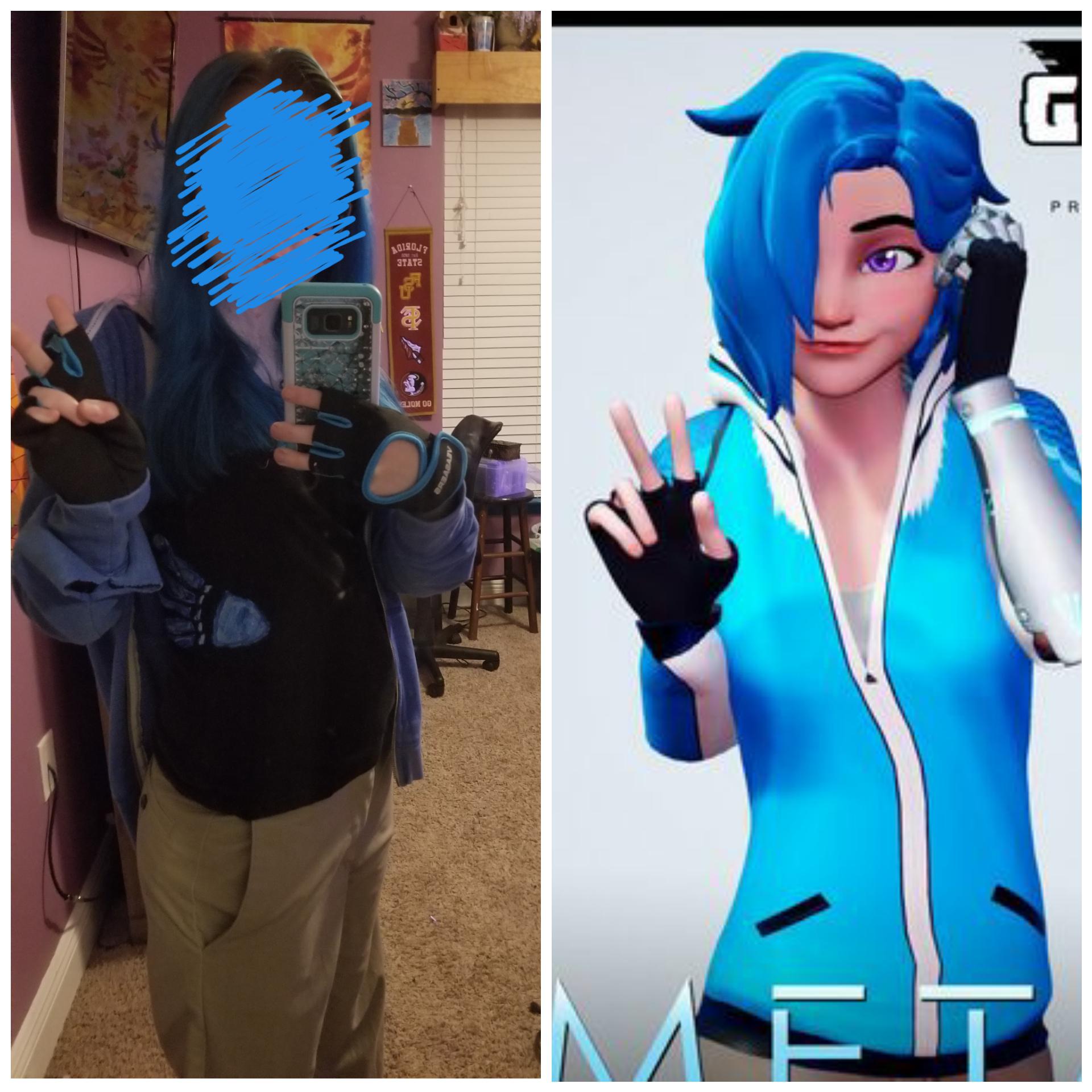 Clothes I already own and fabric marker. Boom, got my costume. Blue