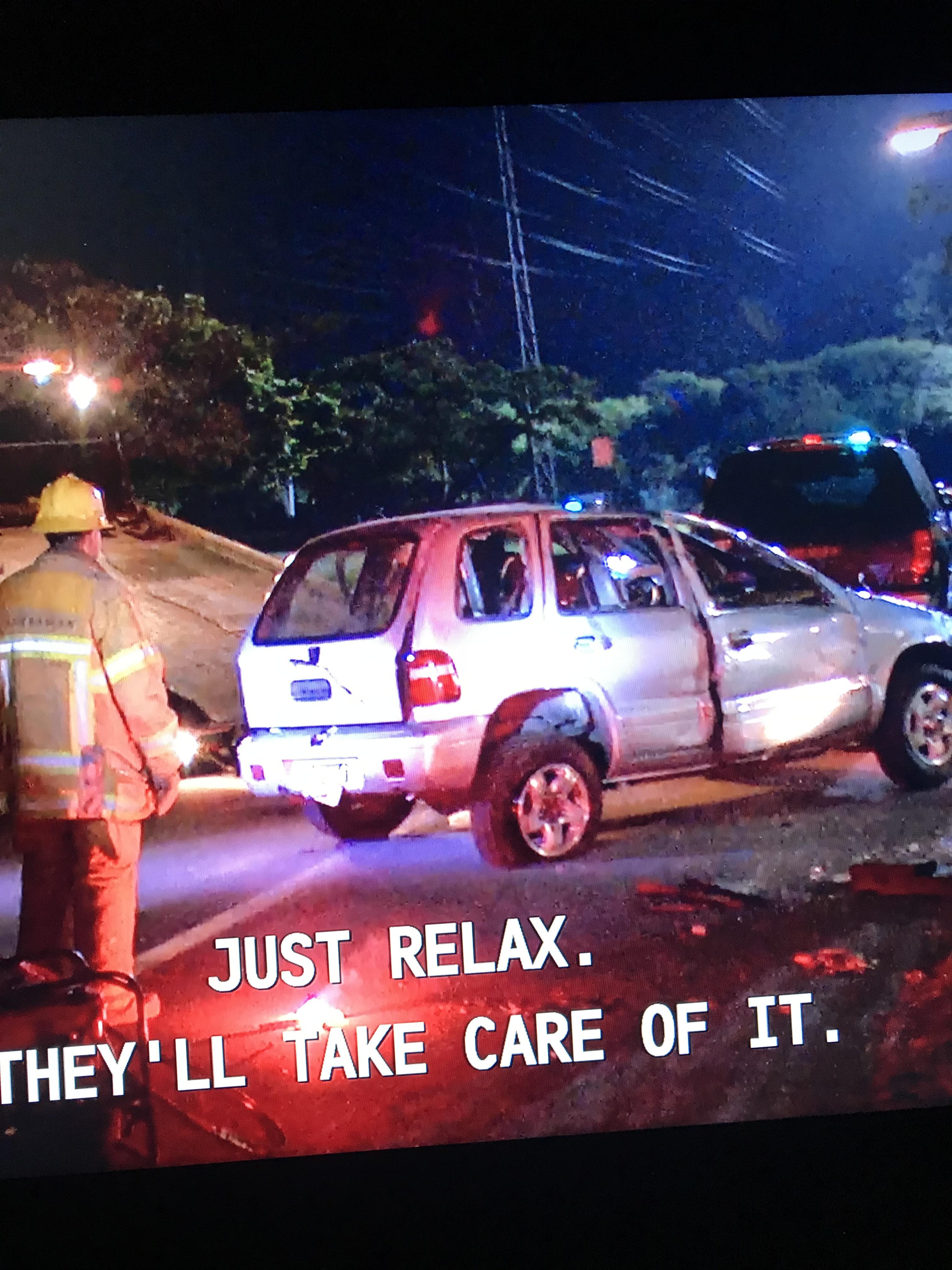 When Dexter wrecks his car in S4E2 and they show the wreckage, it’s not