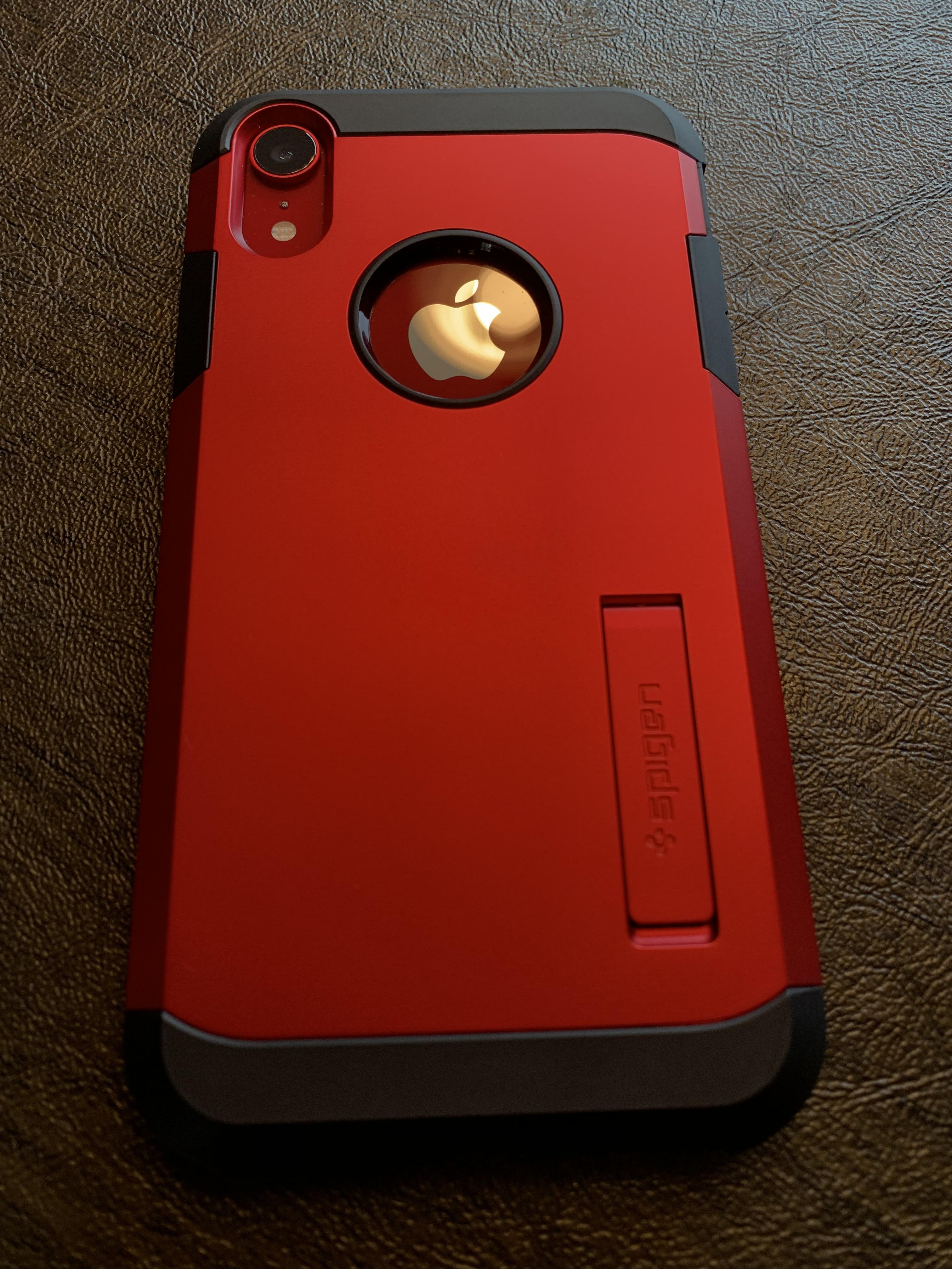 One of my favorite cases. Spigen Tough Armor Red on Product Red XR