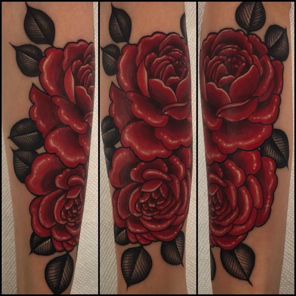 Roses done by Madison Loftis at New Moon Tattoo, Charlotte NC tattoos